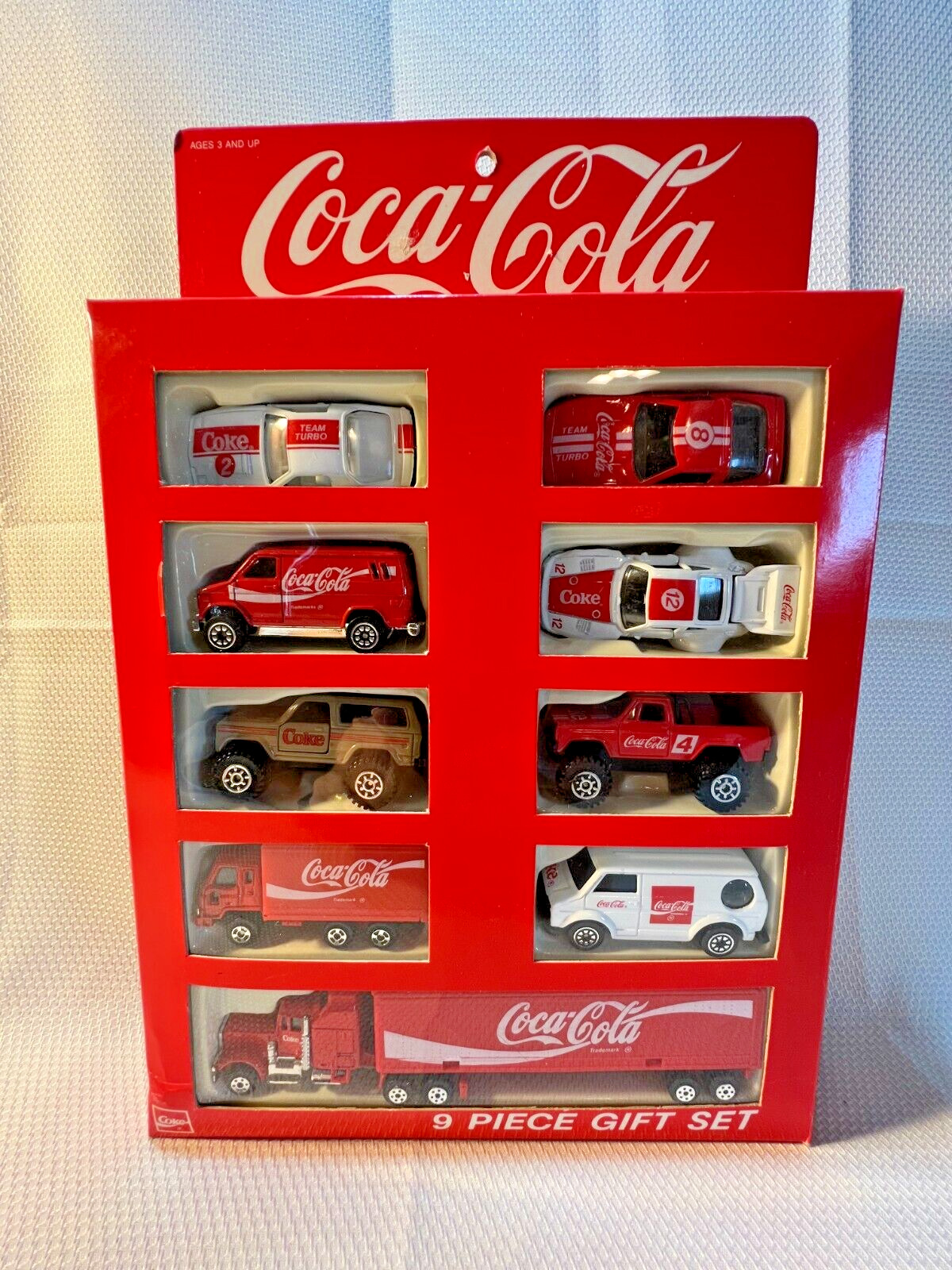 1979 Hartoy Coca Cola 9 Piece Gift Set Team Turbo Die Cast Models Vintage Coke