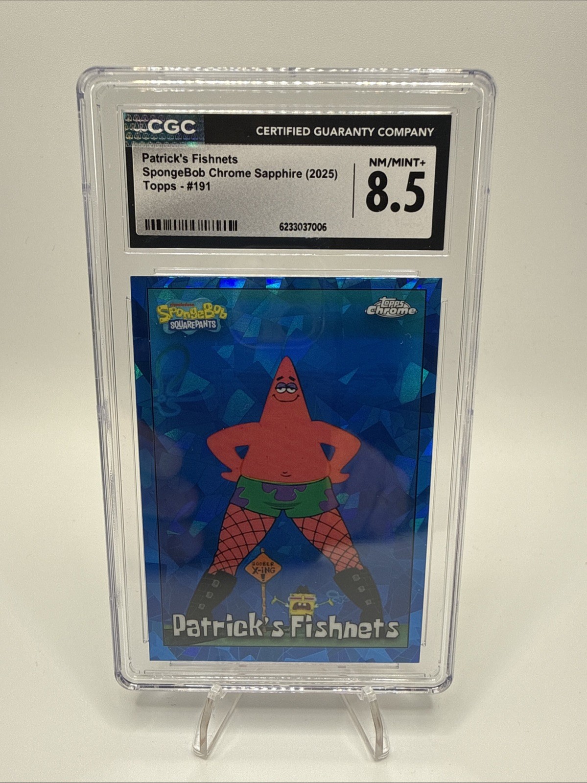 2025 Topps Chrome Sapphire Edition SpongeBob #191 Patrick’s Fishnets CGC 8.5 2025 Topps Chrome Sapphire Edition SpongeBob #191 Patrick’s Fishnets CGC 8.5