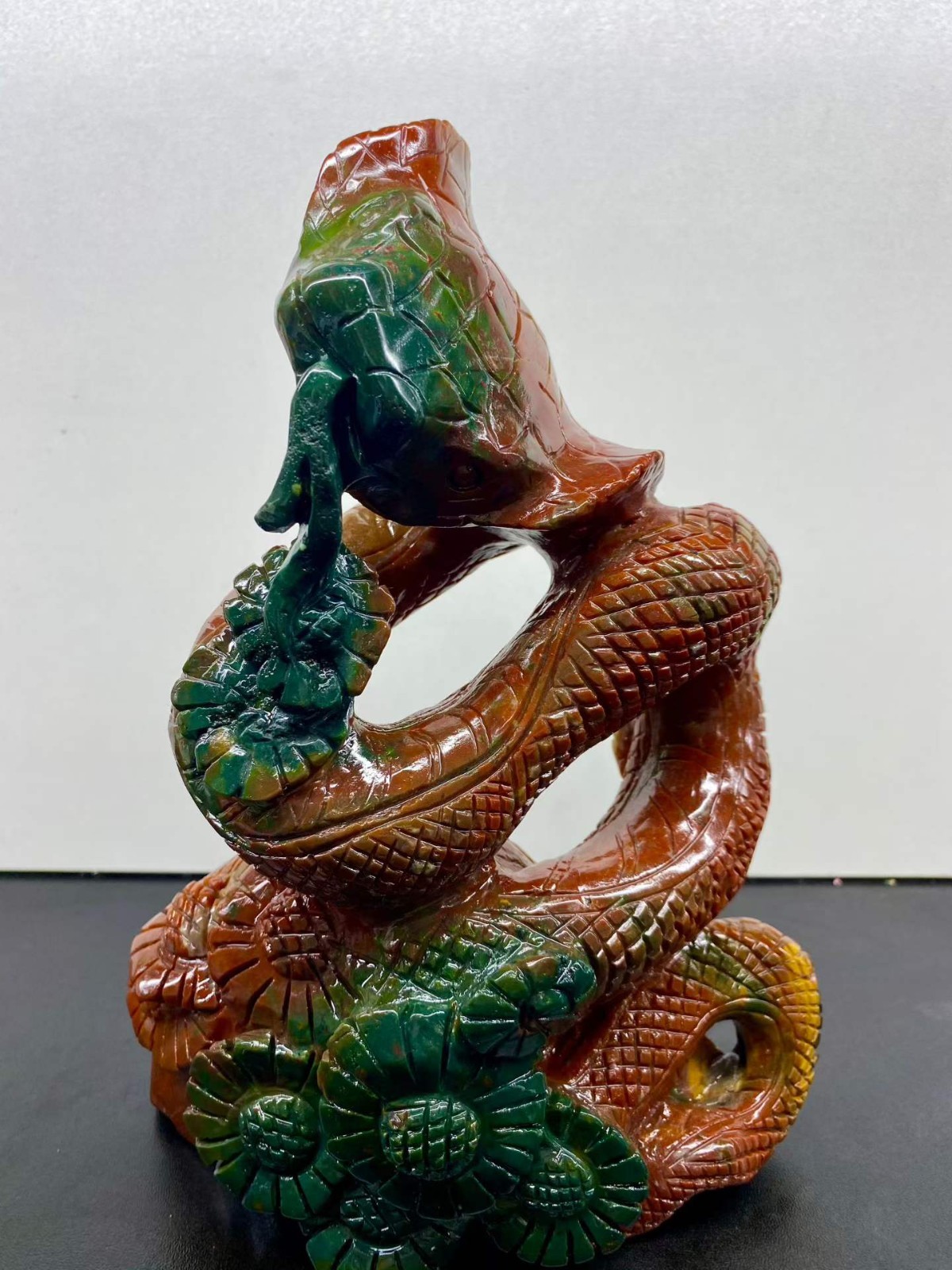 4.56LB Natural Ocean Jasper Quartz Hand Carved snake Skull Crystal Reiki Decor 4.56LB Natural Ocean Jasper Quartz Hand Carved snake Skull Crystal Reiki Decor