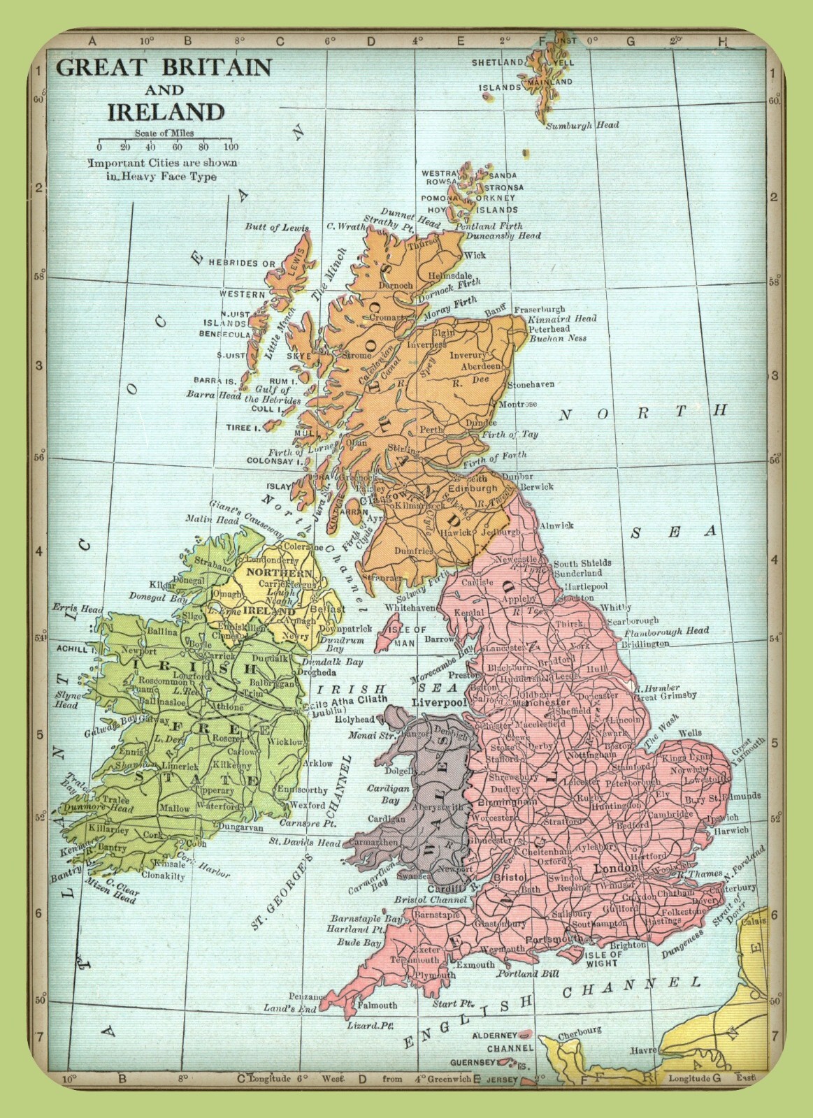 Vintage MAP of ENGLAND IRELAND SCOTLAND from 1938 - 5 x 7 inch Photo Print Vintage MAP of ENGLAND IRELAND SCOTLAND from 1938 - 5 x 7 inch Photo Print