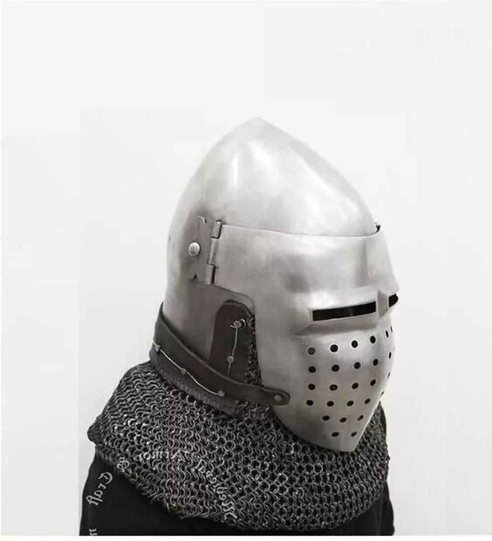 Medieval bascinet Pig-face helmet 14 Gauge German 14th-15th century Combat Helme