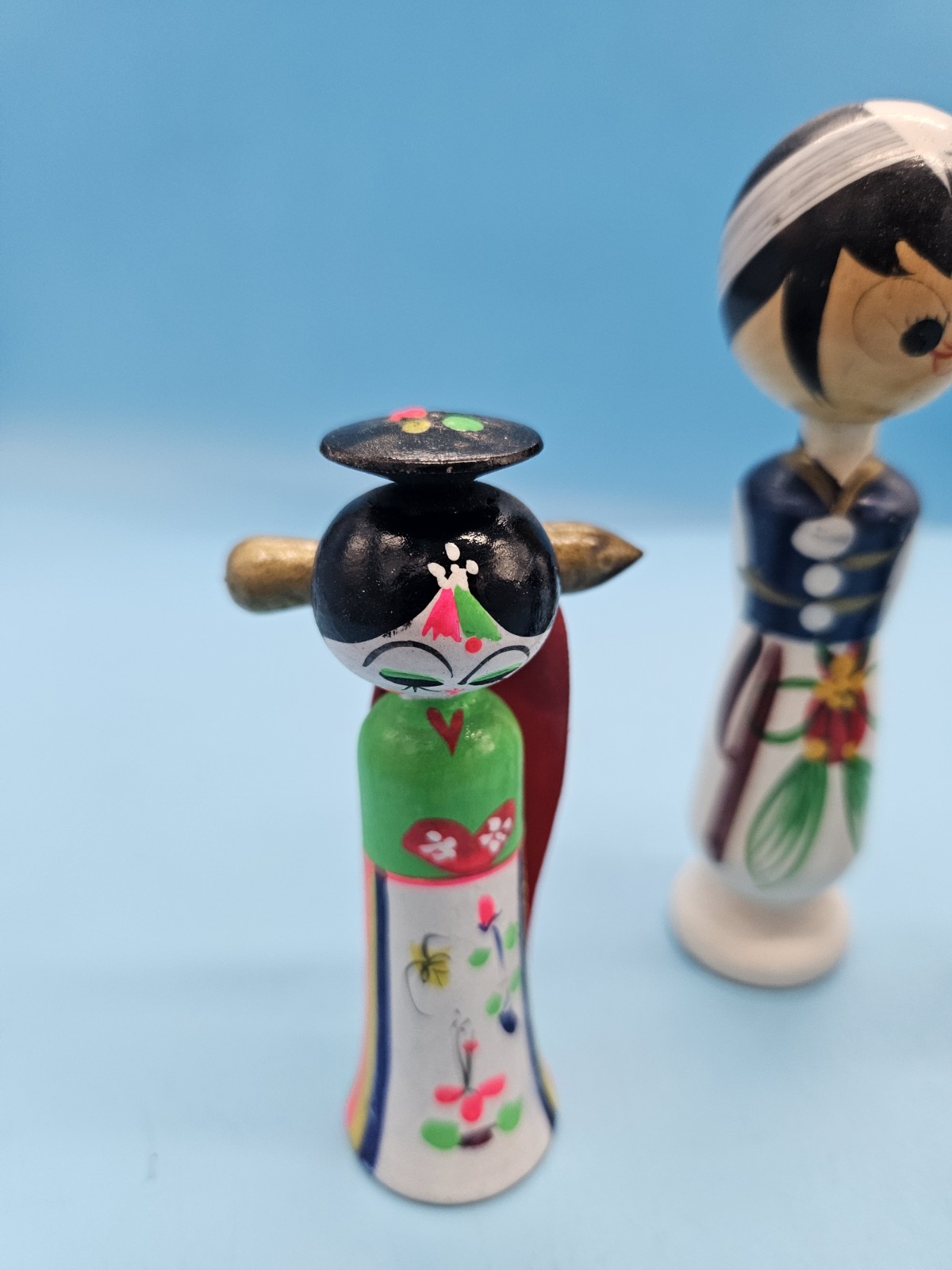 Vintage Handmade, Hand Painted Wooden Kokeshi Dolls Vintage Handmade, Hand Painted Wooden Kokeshi Dolls