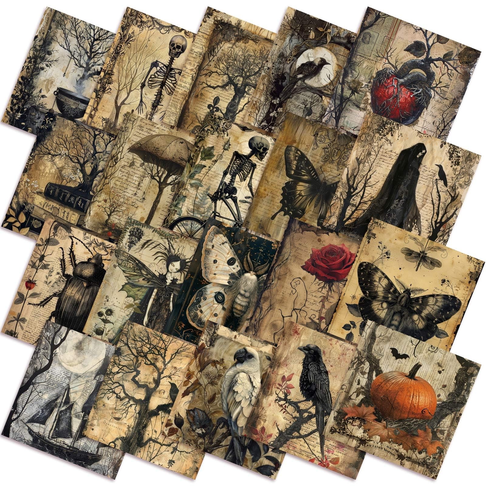 HunnmingRe 20 Pcs 10''x10'' Vintage 10 x 10 inches, Mainly Dark Color