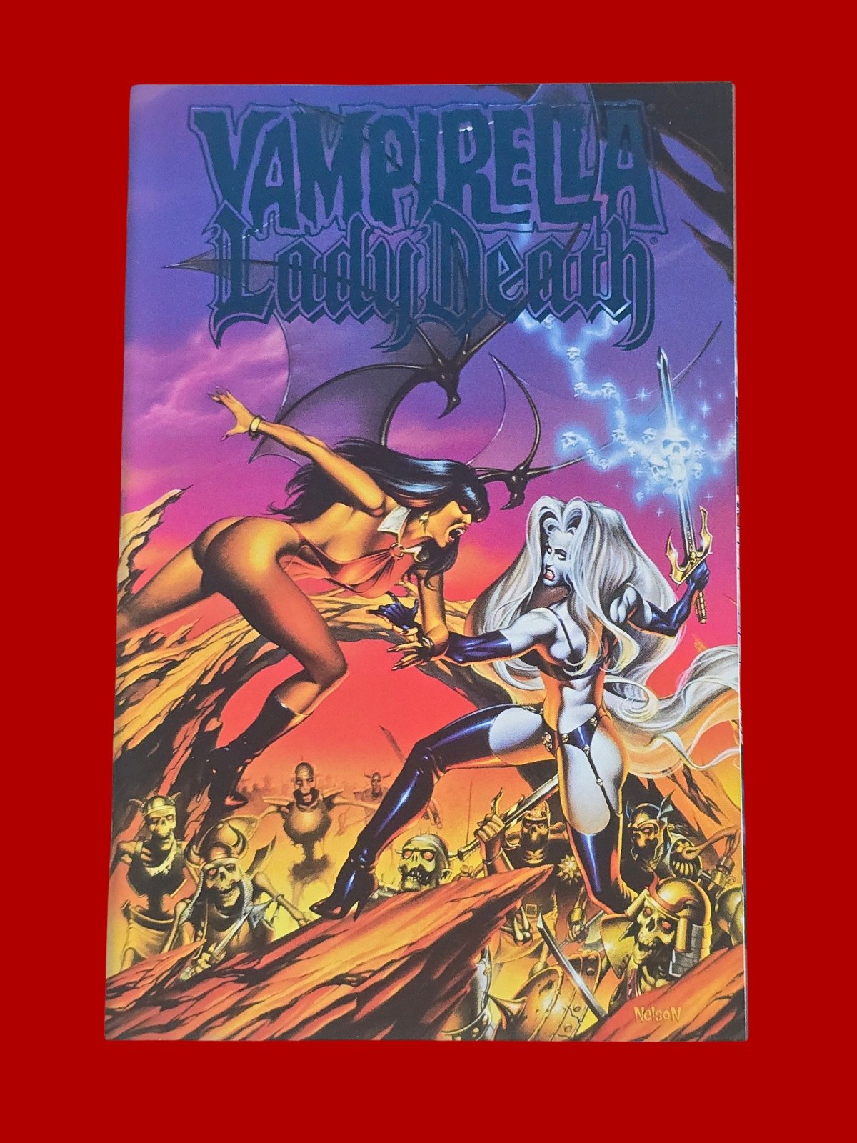 Vampirella Lady Death #1 Blue Foil/ W/COA 1999 Chaos Comics Horror Fantasy Vampirella Lady Death #1 Blue Foil/ W/COA 1999 Chaos Comics Horror Fantasy