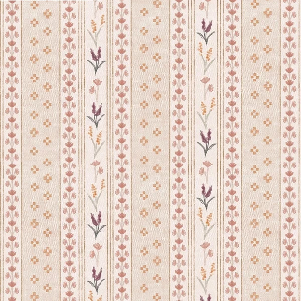 Lulie Wallace Floral Striped Linen Cotton Print Fabric- Maggie / Apricot 0.95 yd Lulie Wallace Floral Striped Linen Cotton Print Fabric- Maggie / Apricot 0.95 yd