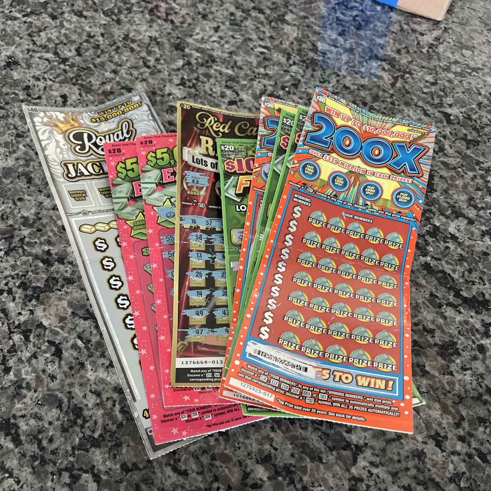 CA Lottery Scratch Losing Tickets $220 Plus Assorted Used Lottery Scratchers CA Lottery Scratch Losing Tickets $220 Plus Assorted Used Lottery Scratchers