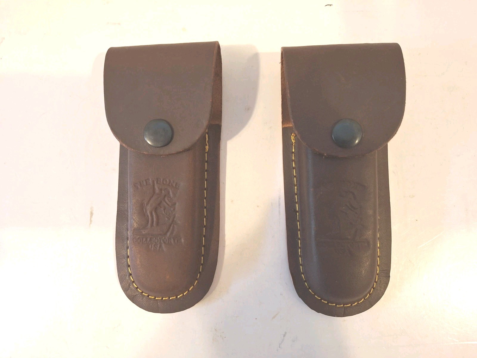 2 Brand New Well Constructed Genuine Leather Pocket Knife Sheaths-100's SOLD 2 Brand New Well Constructed Genuine Leather Pocket Knife Sheaths-100's SOLD