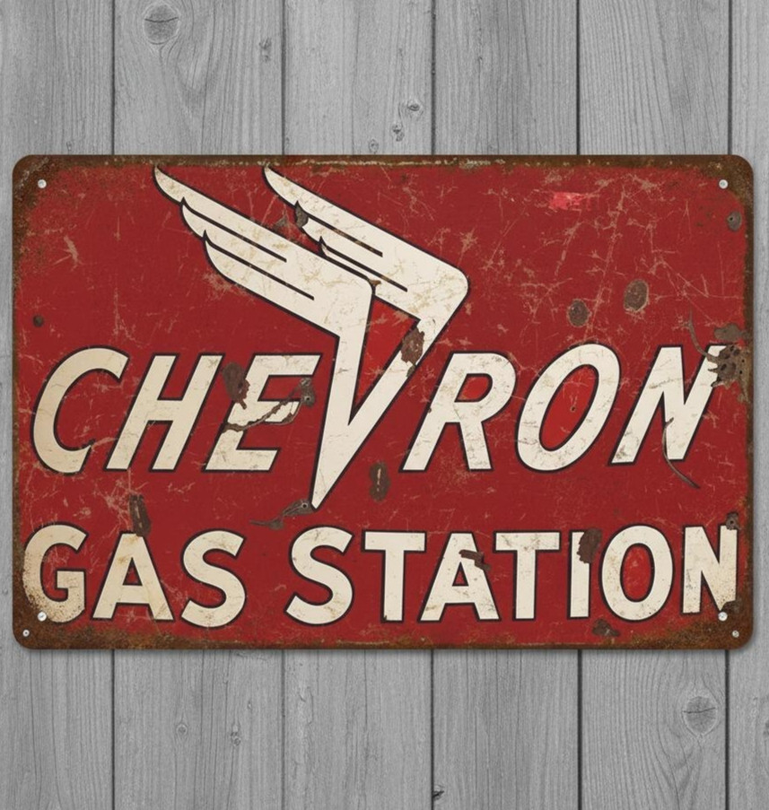 Chevron Gas Station 8 x 12 Vintage Novelty Metal Sign Made In USA