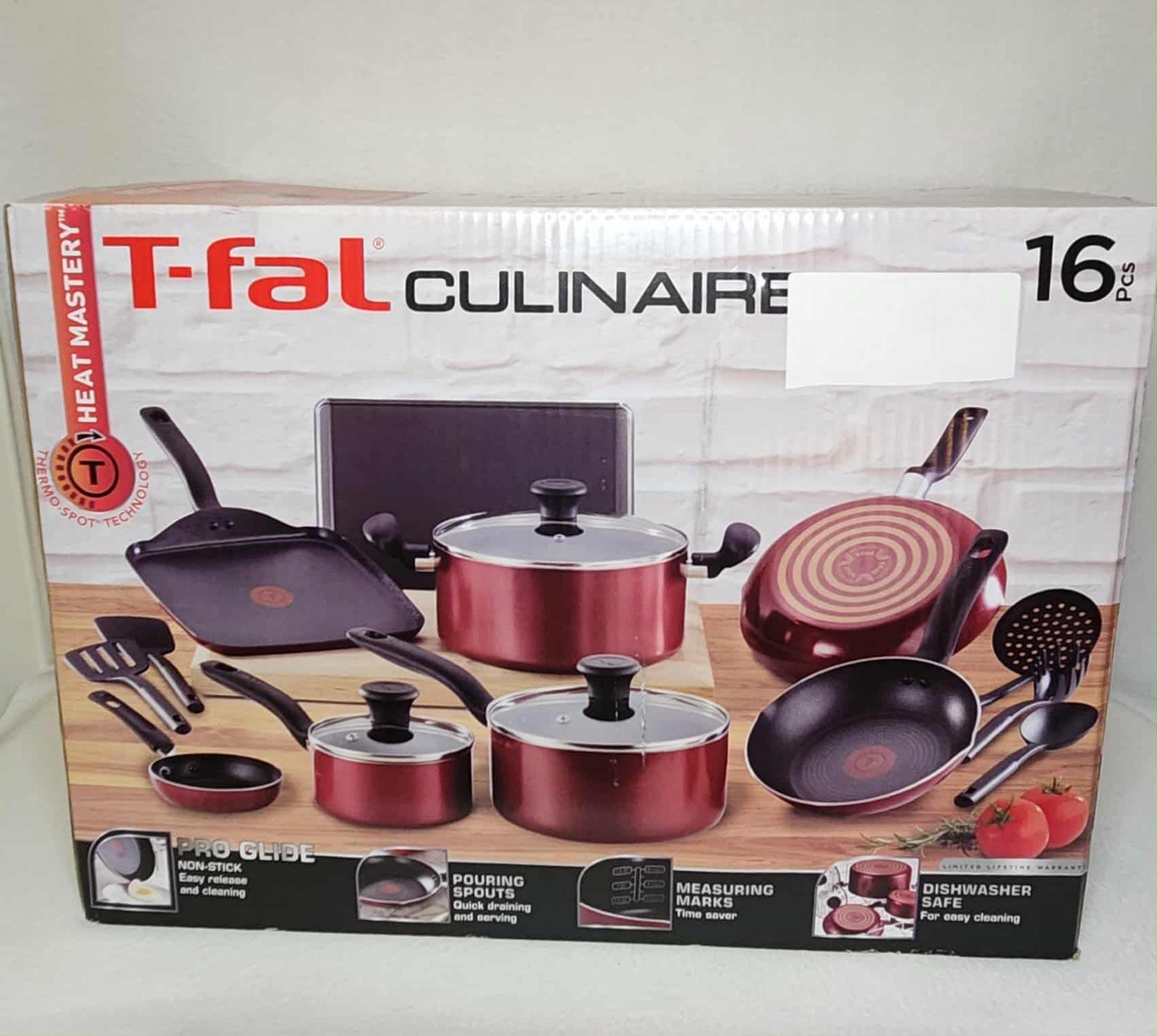 T-Fal Culinaire 16-Pc. Nonstick Aluminum Red Cookware Set. Red BRAND NEW SEALED T-Fal Culinaire 16-Pc. Nonstick Aluminum Red Cookware Set. Red BRAND NEW SEALED