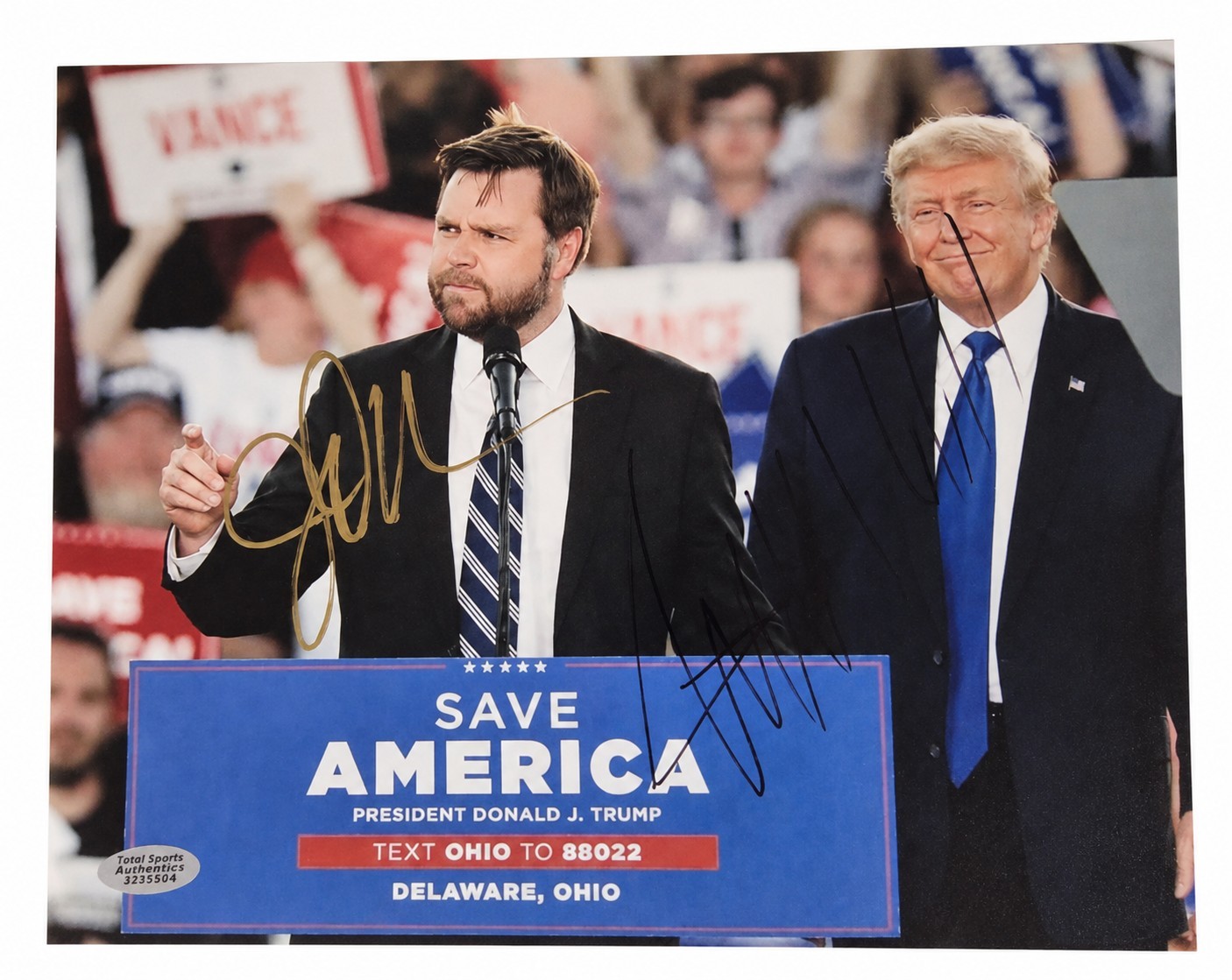 President Donald Trump & JD Vance Dual Signed Autographed 8x10 Photo w/ COA