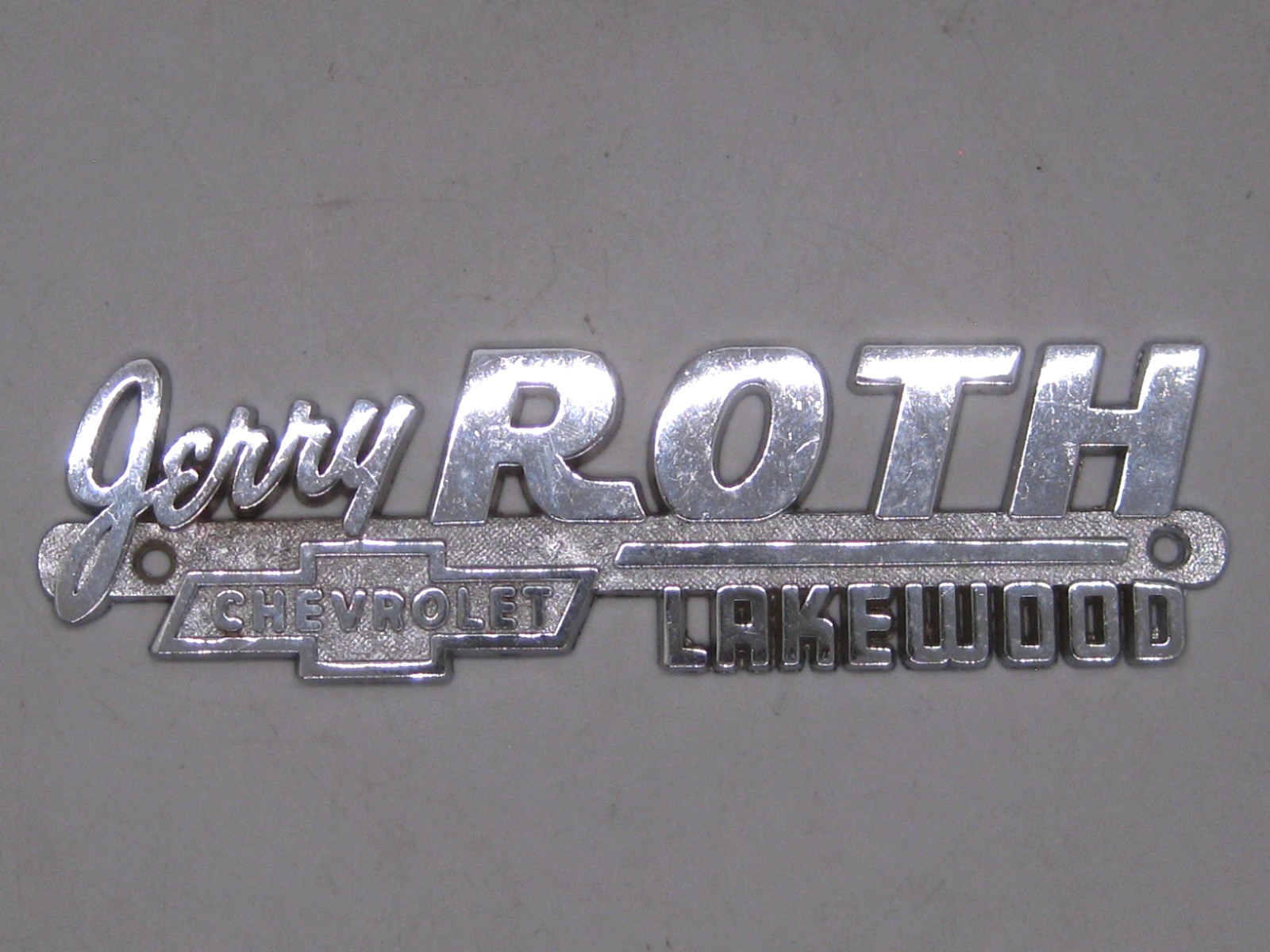 Vtg 1960's Jerry Roth Chevrolet Lakewood Colorado Dealership Chrome Badge Emblem Vtg 1960's Jerry Roth Chevrolet Lakewood Colorado Dealership Chrome Badge Emblem