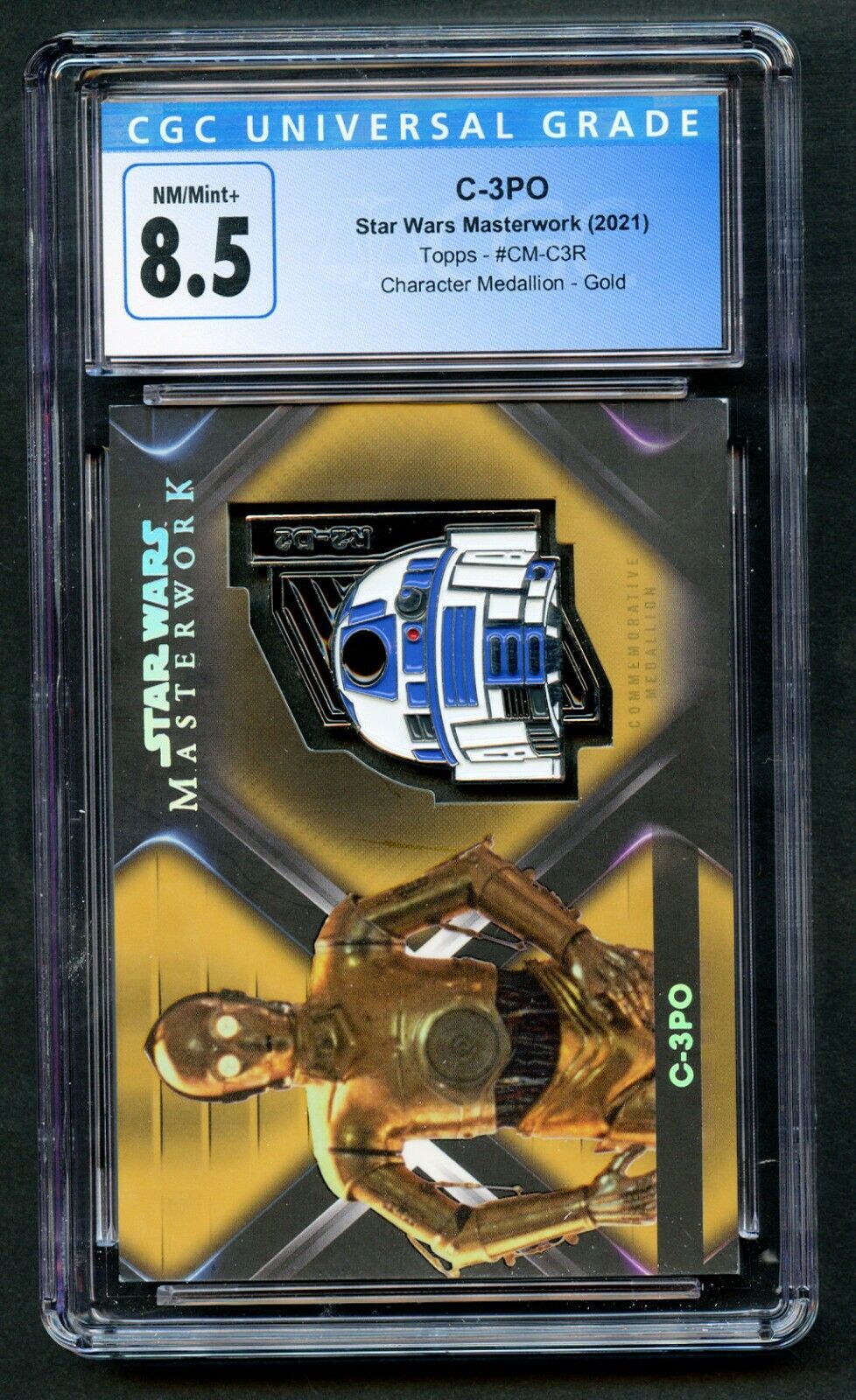 C-3PO Star Wars Masterwork 2021 Topps Character Medallion Gold 1/1 CGC 8.5