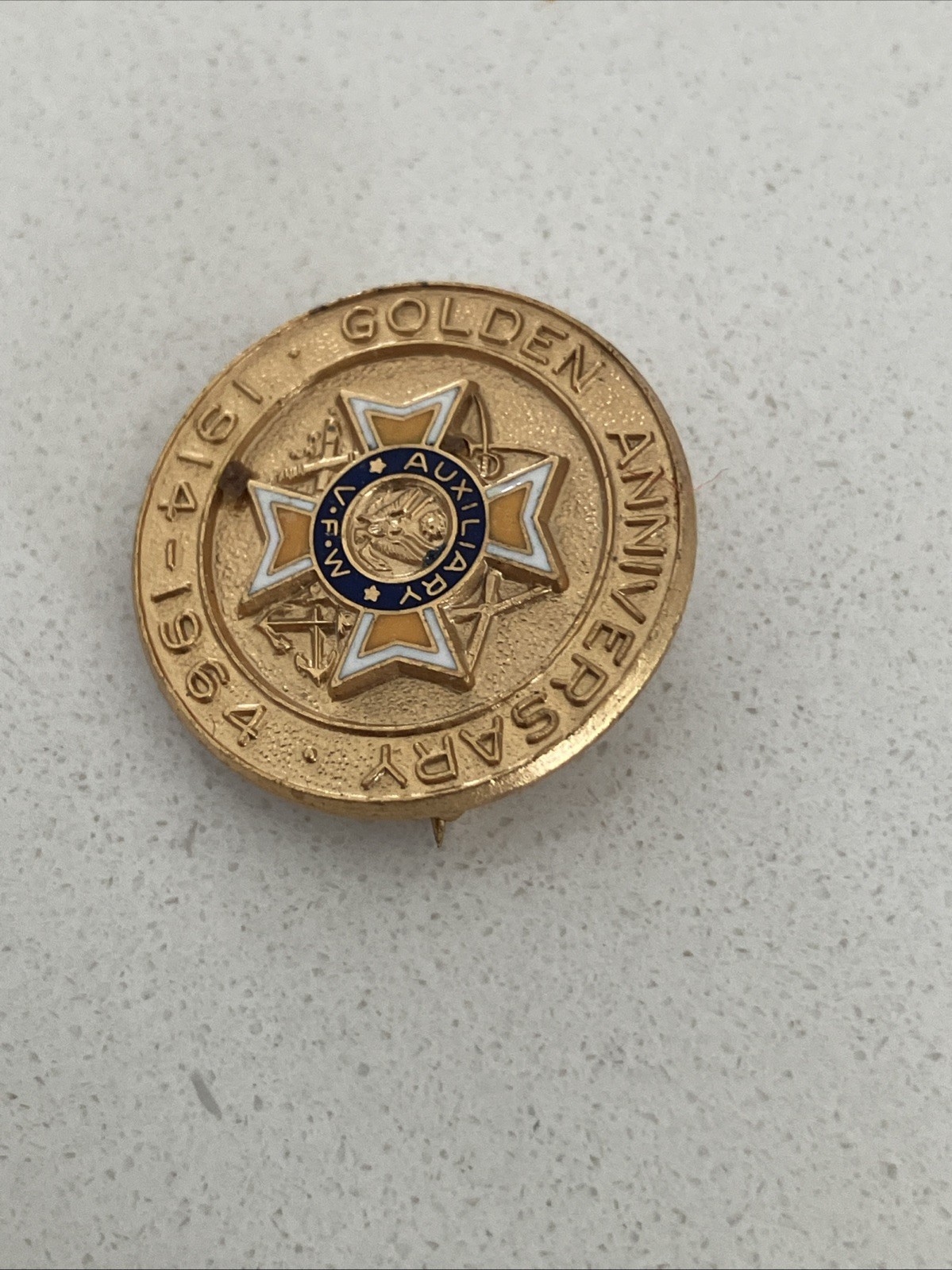 Vintage Veteran Of Foreign Wars Golden Anniversary Pin From 1914 To 1964 Vintage Veteran Of Foreign Wars Golden Anniversary Pin From 1914 To 1964