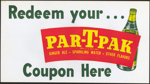 1950's Vintage Large Par-T-Pak Ale Paper Window Sign 1950's Vintage Large Par-T-Pak Ale Paper Window Sign