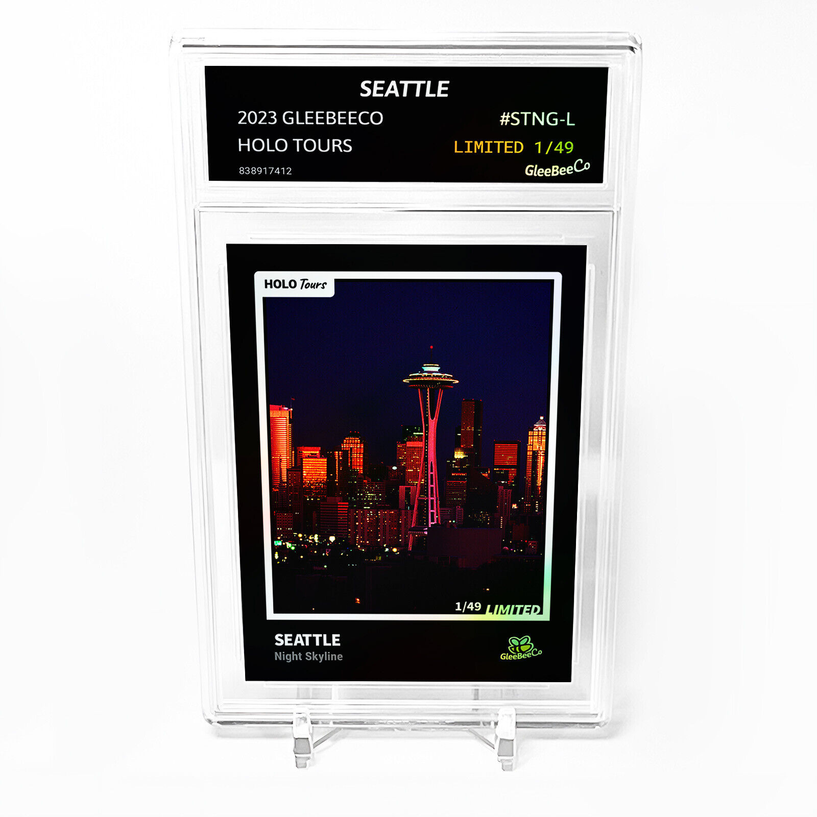 SEATTLE Night Skyline Card 2023 GleeBeeCo Holo Tours *Slab* #STNG-L Only /49