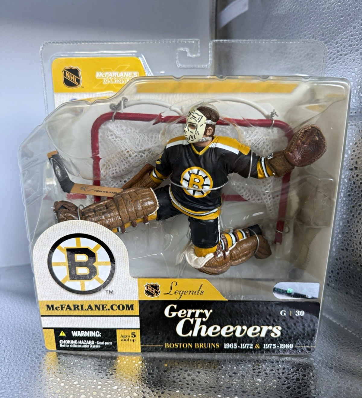 McFarlane Toys Legends NHL Series 1 Gerry Cheevers Bruins Figure Hockey Goal McFarlane Toys Legends NHL Series 1 Gerry Cheevers Bruins Figure Hockey Goal
