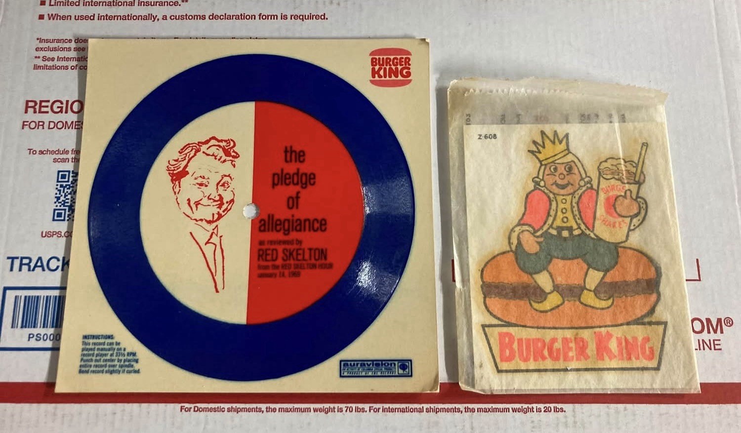 VINTAGE Burger King Promos - Decal & Record - 60s-70s - Lindgren Turner Co.