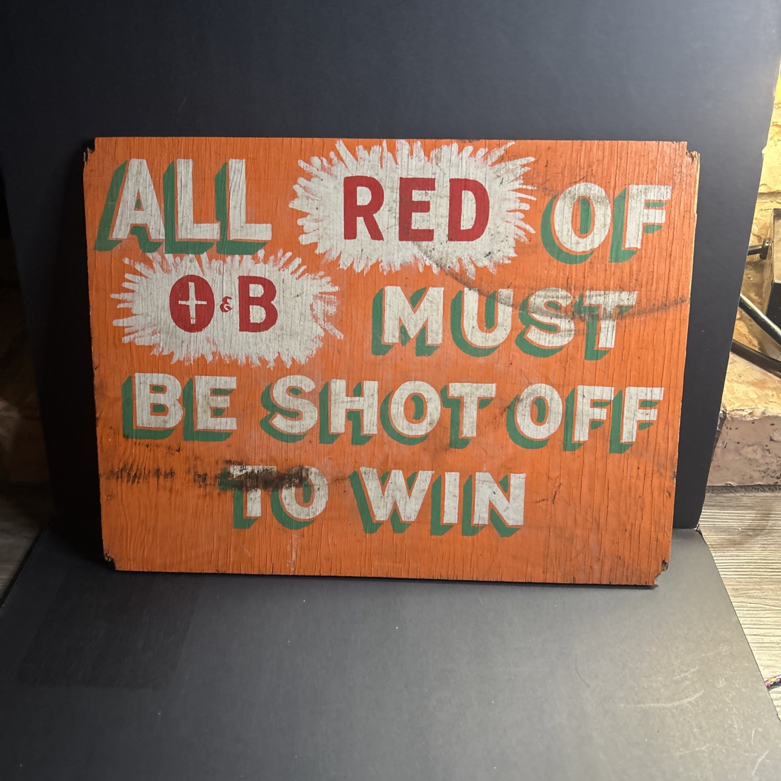 Vintage Hand-Painted Single-Sided Wooden Carnival Sign