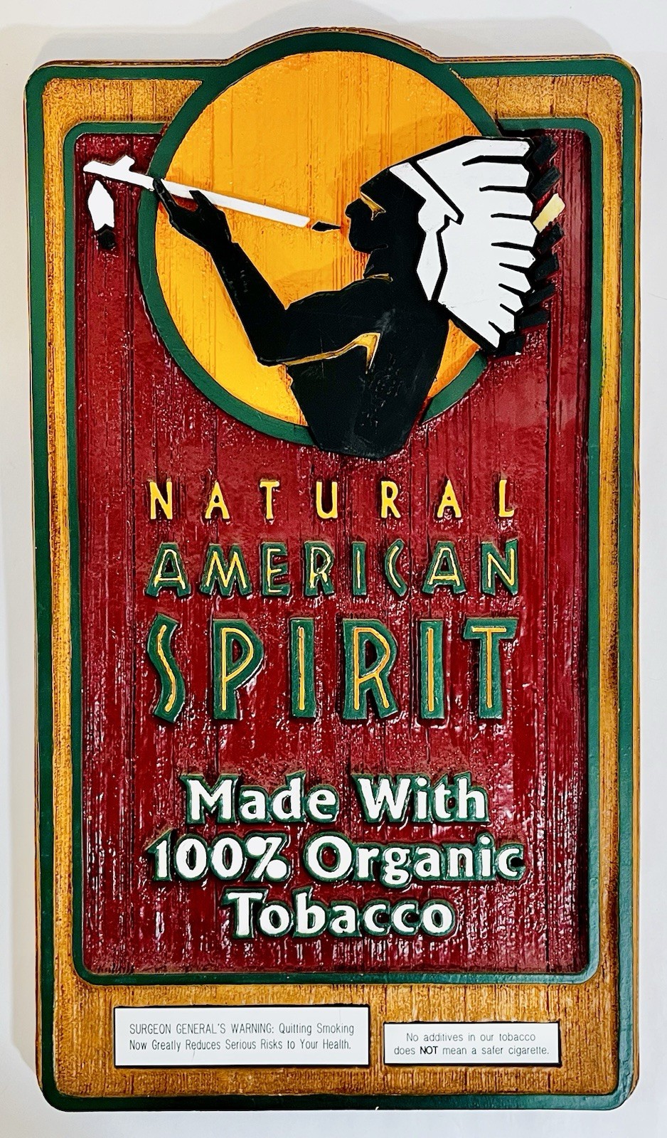 Vintage Natural American Spirit Cigarettes Wooden Sign - * One Small Chip * Vintage Natural American Spirit Cigarettes Wooden Sign - * One Small Chip *