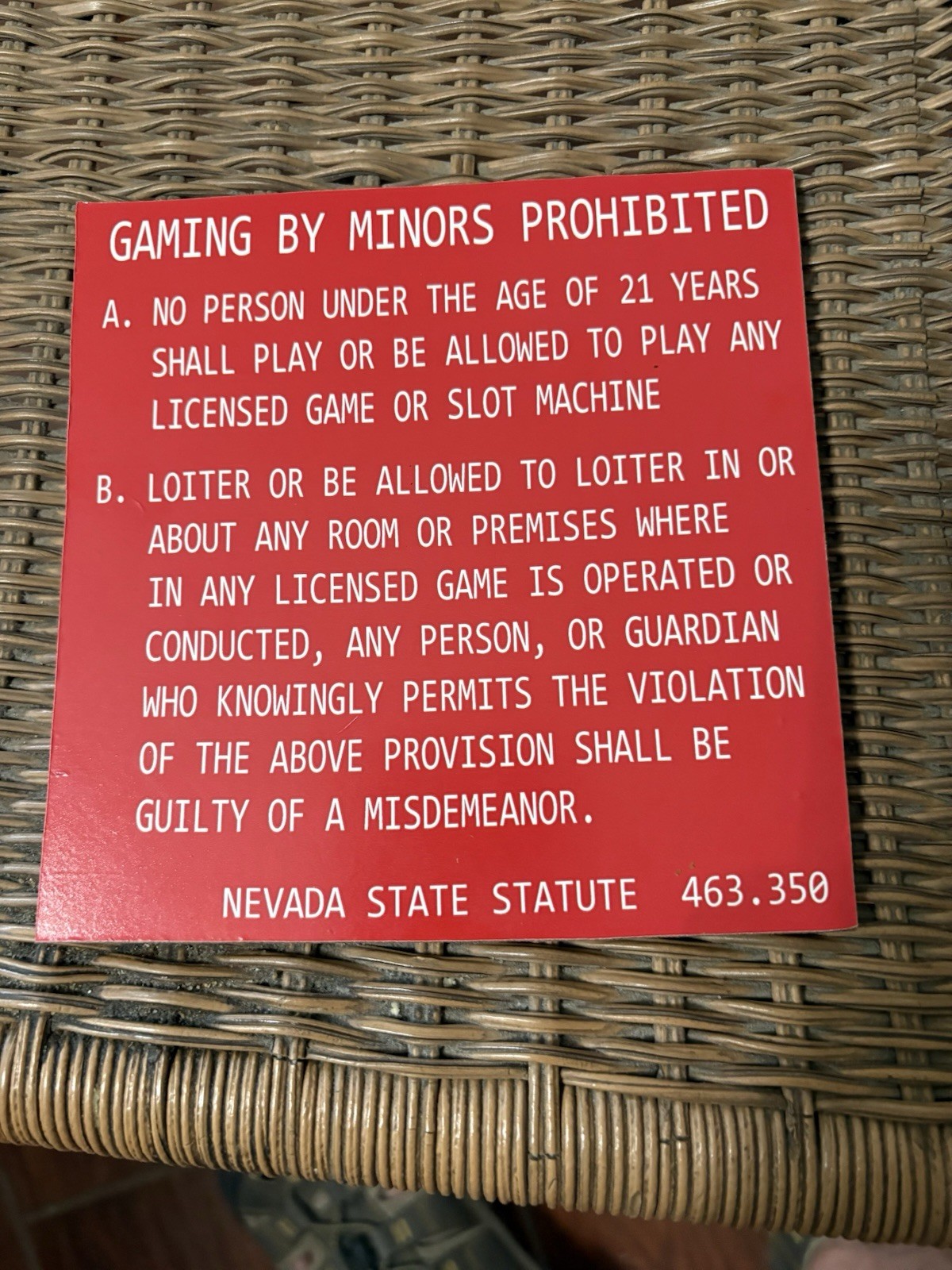 Vintage Las Vegas Casino Slot Machine Warning Sign posted in all casinos 6”x6” Vintage Las Vegas Casino Slot Machine Warning Sign posted in all casinos 6”x6”