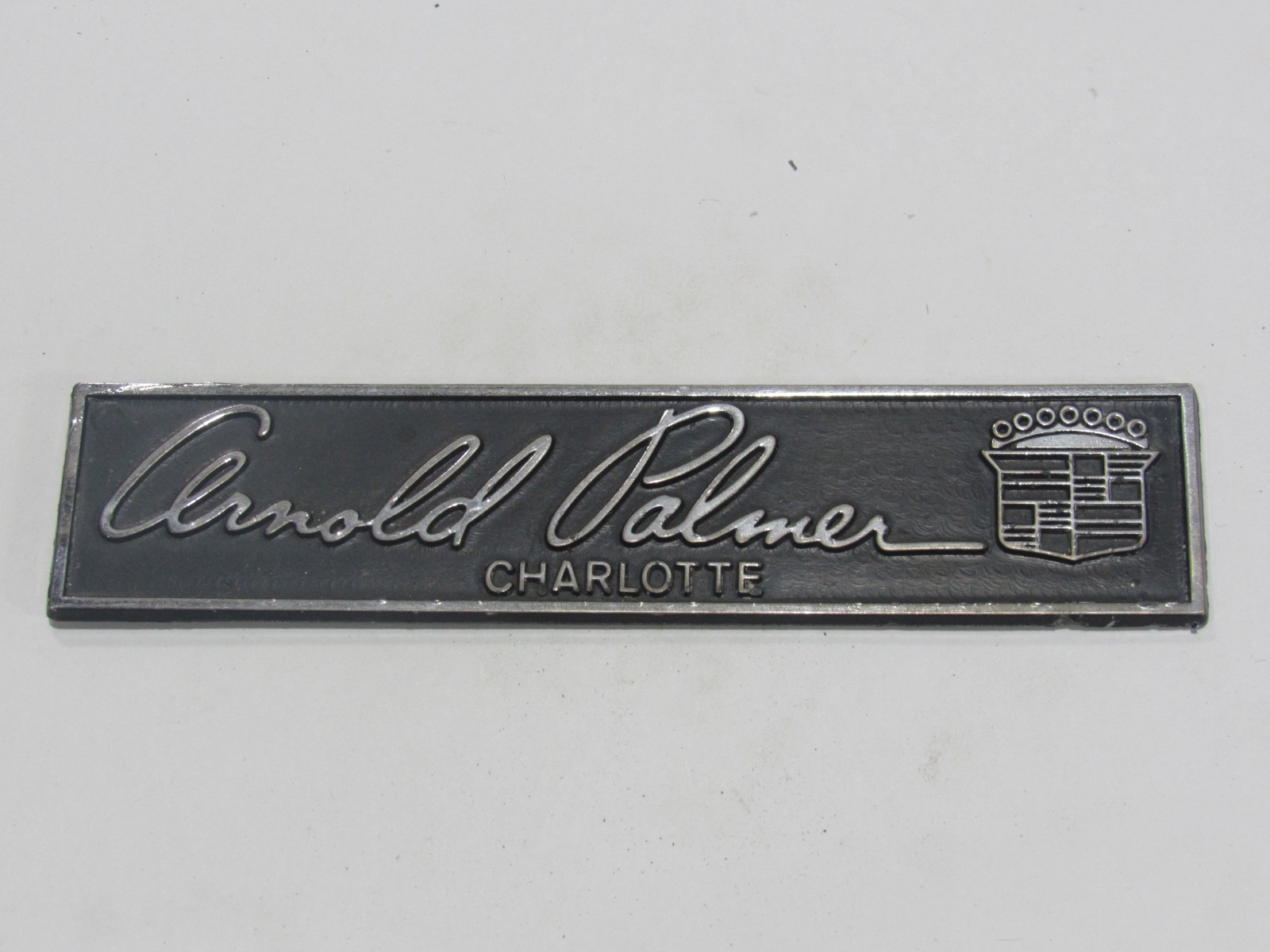 VTG Arnold Palmer Cadillac Charlotte N.C. Metal Dealership Badge Emblem Tag Gas VTG Arnold Palmer Cadillac Charlotte N.C. Metal Dealership Badge Emblem Tag Gas