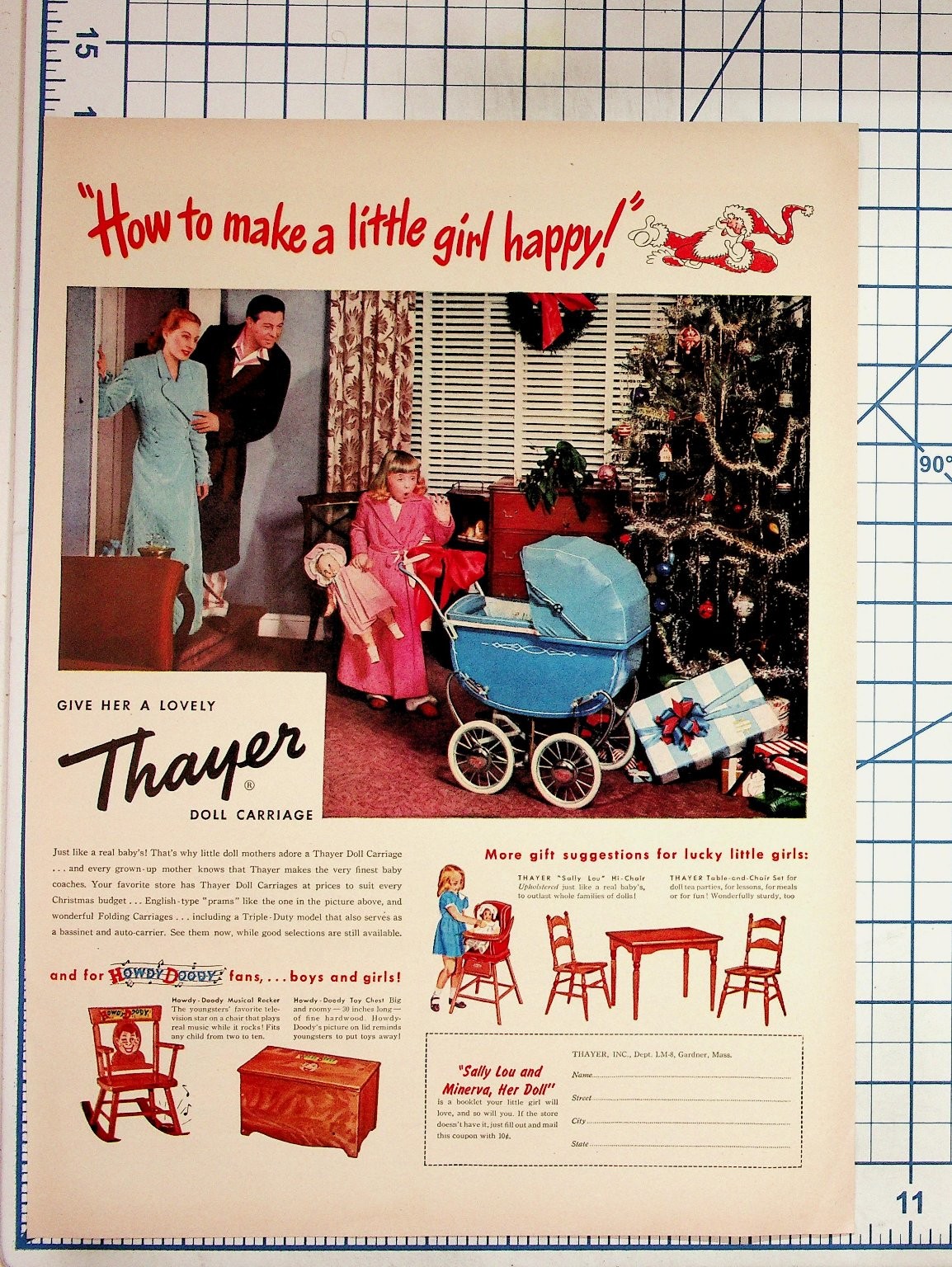 1940s-50s Thayer Doll Carriage Howdy Doody Christmas Vintage Print Ad 1940s-50s Thayer Doll Carriage Howdy Doody Christmas Vintage Print Ad