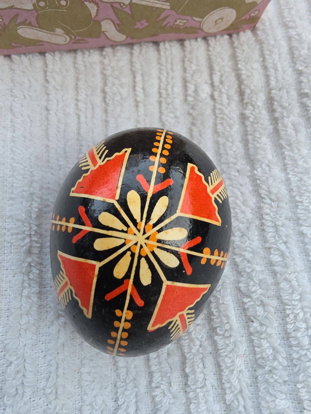 Vintage Hand Painted Christmas / Easter Egg, Wood 