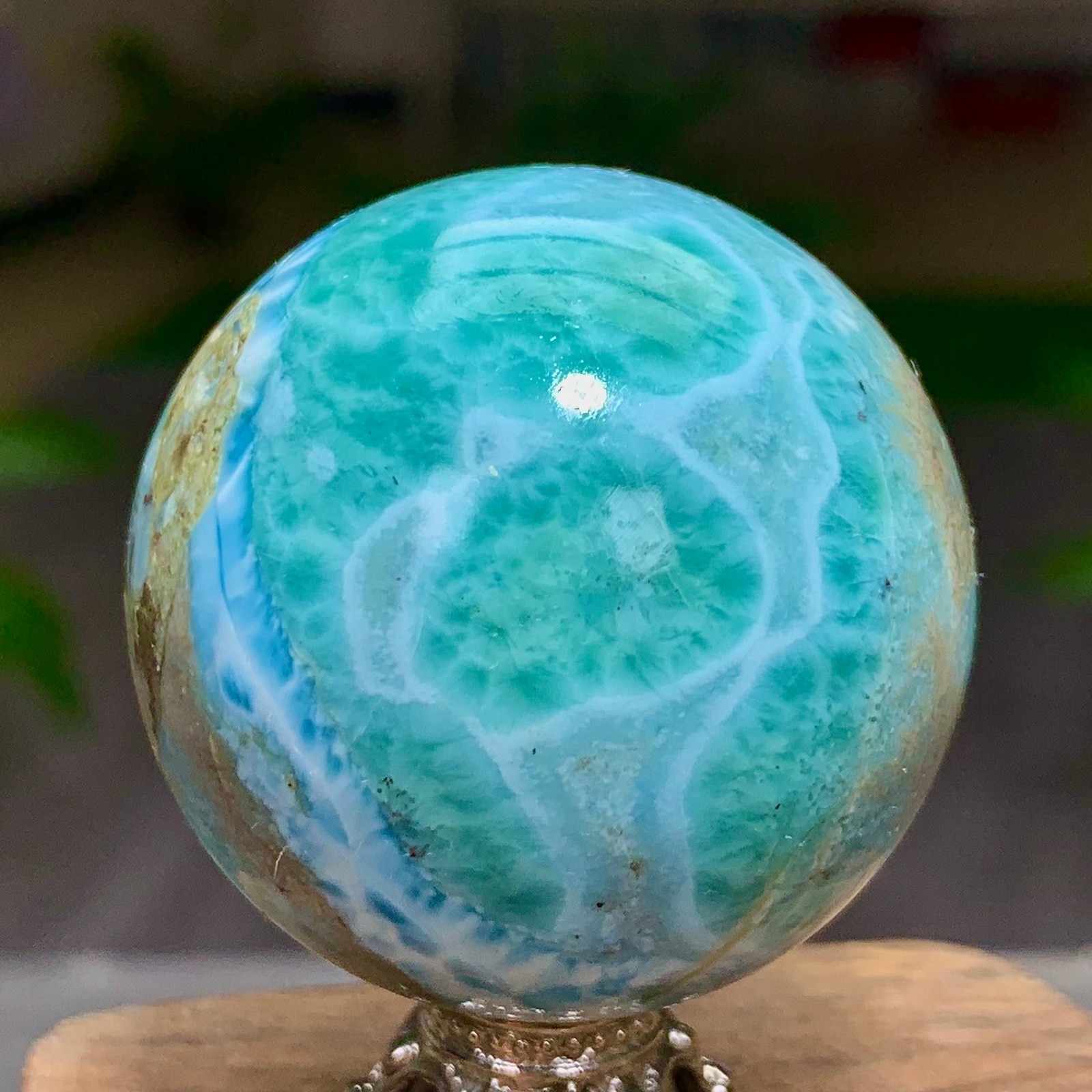 86G Natural larimar Gorgeous rough Crystal Sphere Ball Healing