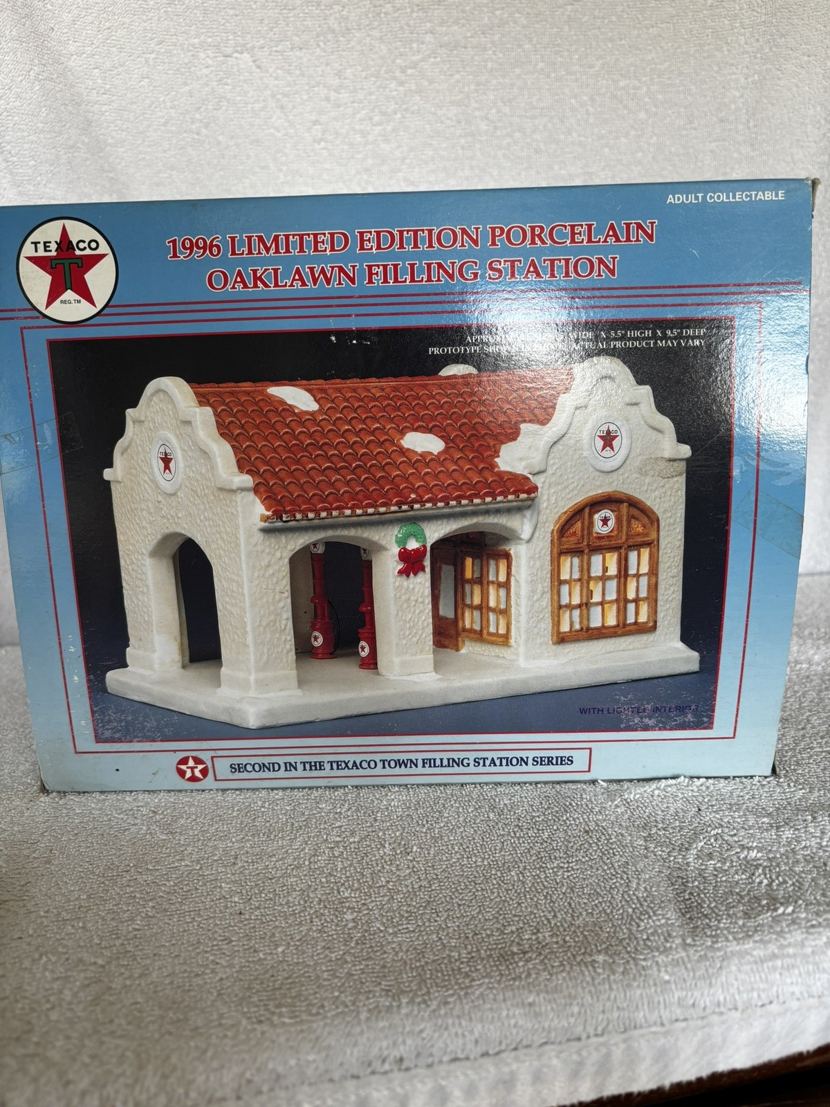 VTG 1996 TEXACO TOWN FILLING STATION SECOND IN SERIES PORCELAIN LIGHTED STATION VTG 1996 TEXACO TOWN FILLING STATION SECOND IN SERIES PORCELAIN LIGHTED STATION
