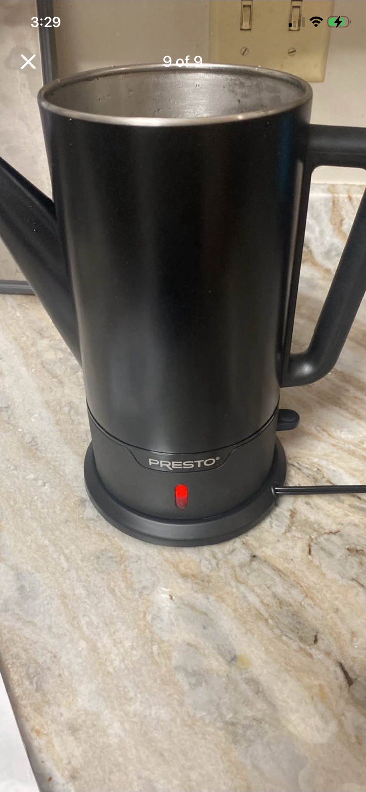 Presto 02815 Black Stainless Steel 12-Cup Cordless Coffee Percolator. Open Box