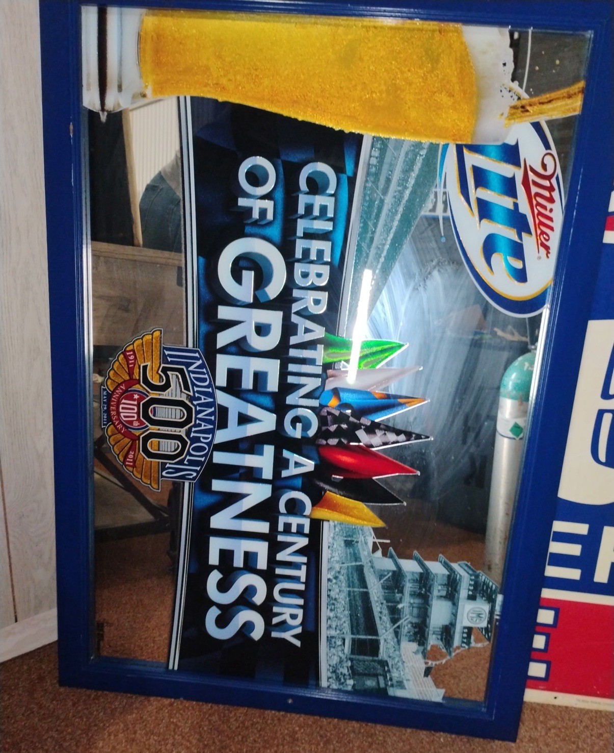 Miller Lite Indianapolis 500 Breweriana Mirror Century of Greatness Miller Lite Indianapolis 500 Breweriana Mirror Century of Greatness