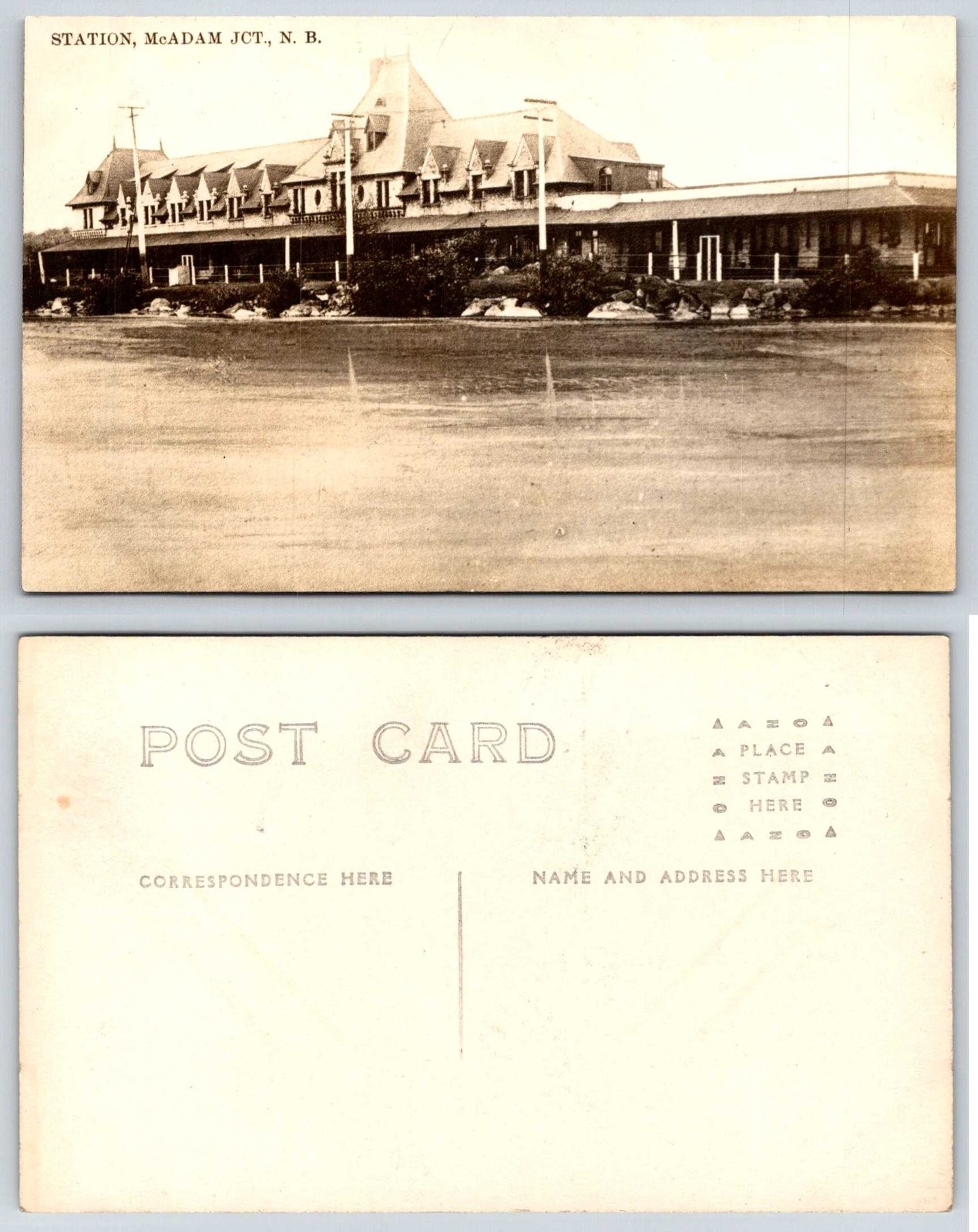 McAdam Junction New Brunswick Canada Grand Railroad Station RPPC Postcard AZ586 McAdam Junction New Brunswick Canada Grand Railroad Station RPPC Postcard AZ586