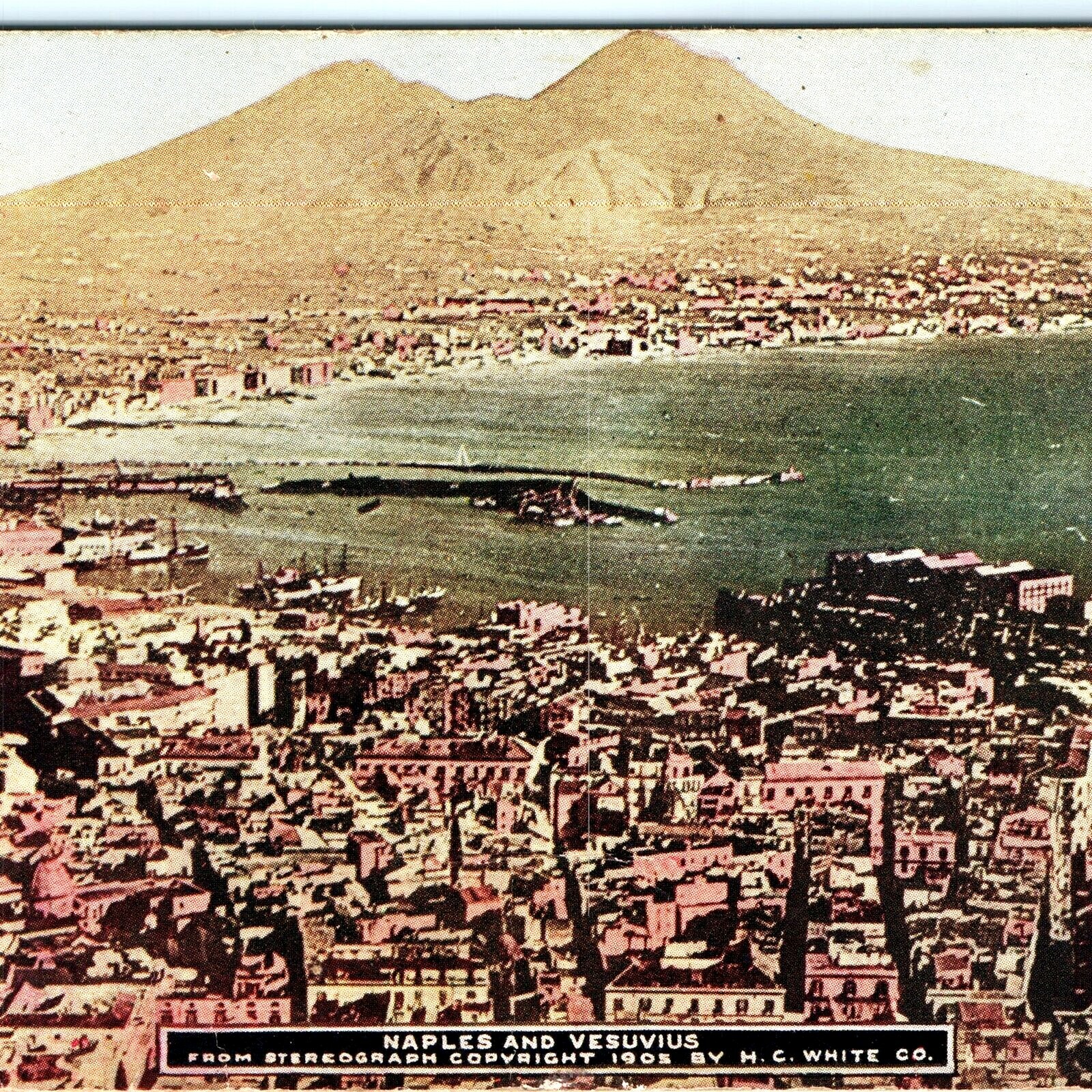 1909 Naples, Italy Mt. Vesuvius Postcard Roosevelt Tour Volcanic Bay Harbor 1909 Naples, Italy Mt. Vesuvius Postcard Roosevelt Tour Volcanic Bay Harbor