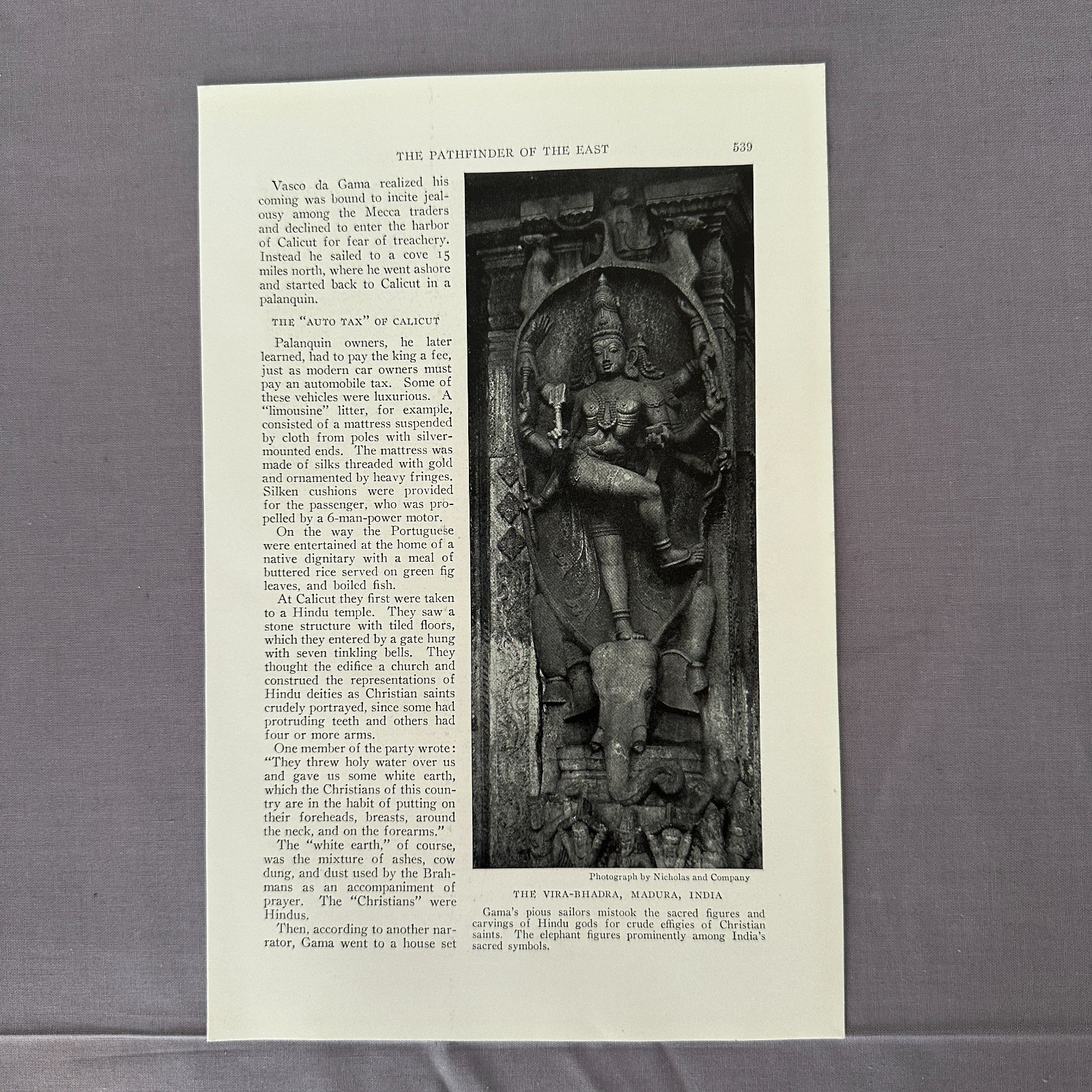 1927 India Hindu Temple Sculpture Vira-Bhadra Madura Antique Print Religious