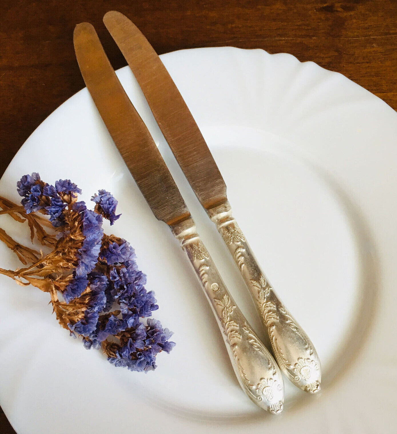 Set of 6 vintage table knives, Soviet melchior dinner knives, Retro serving ware Set of 6 vintage table knives, Soviet melchior dinner knives, Retro serving ware
