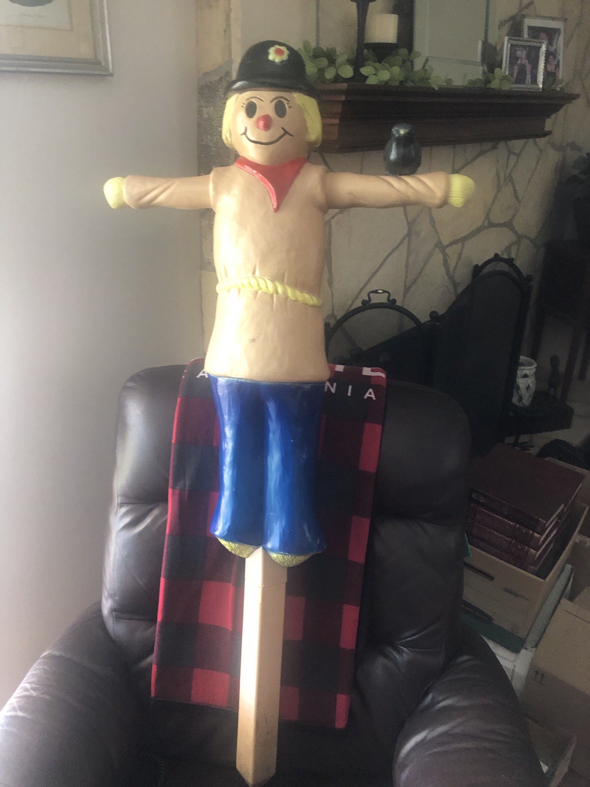 Rare Vintage  Lighted Plastic Standing Scarecrow Blowmold