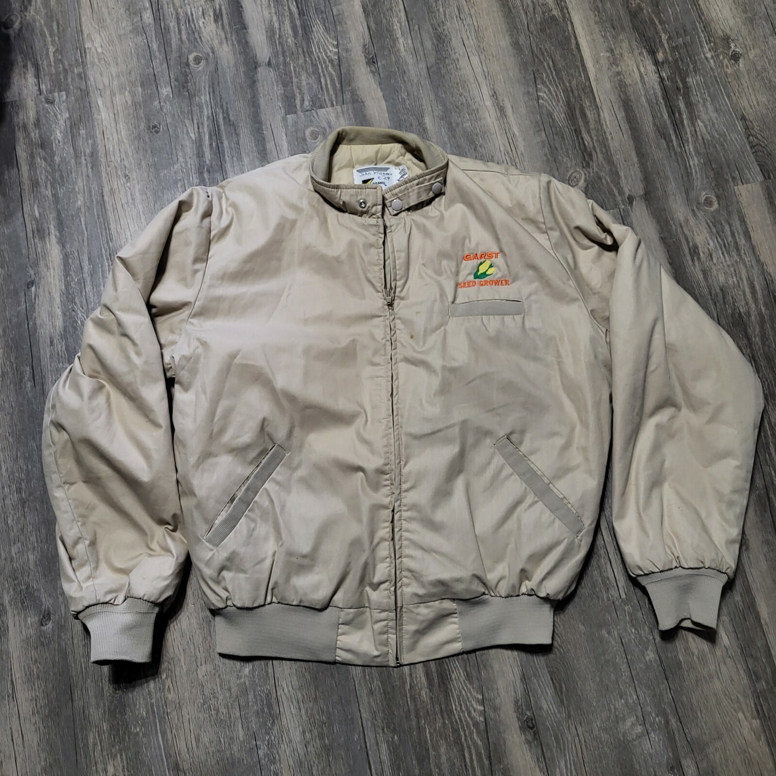 Vintage Corn Farmer K Brand Bomber Jacket Garst Seed Agricultural USA Made XL