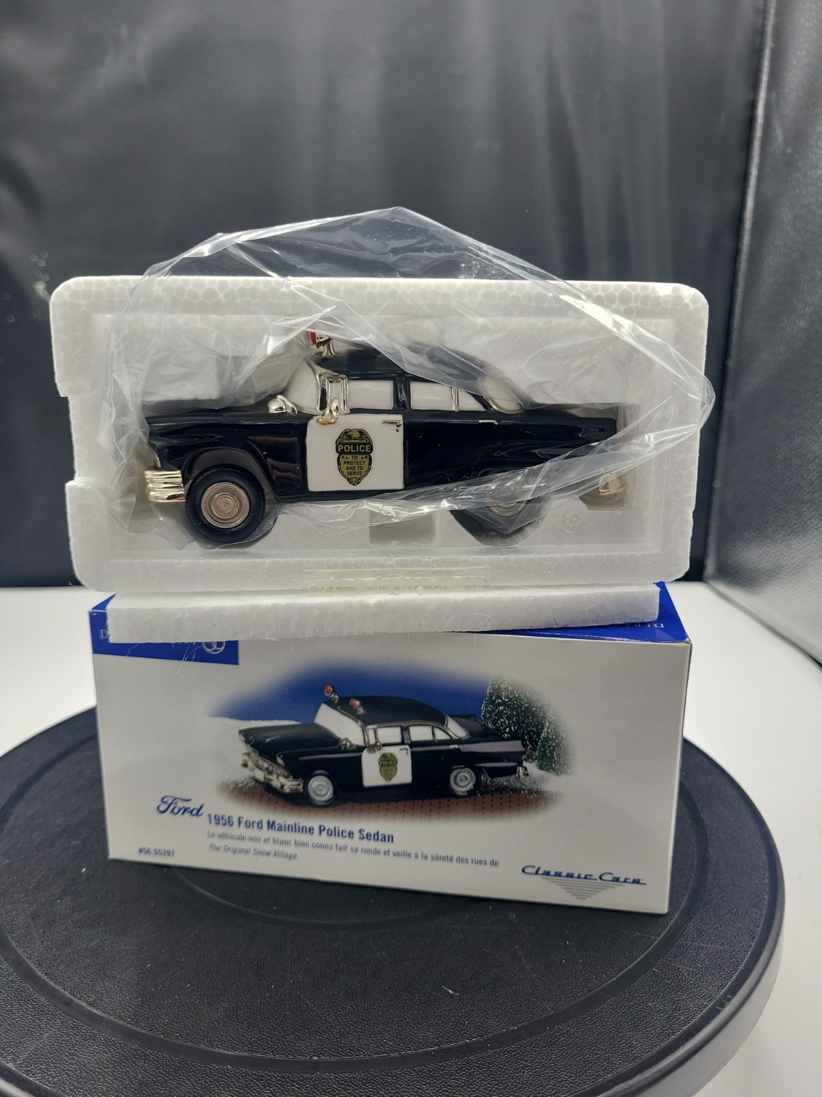 DEPARTMENT 56 Snow Village Classic Cars 1956 FORD MAINLINE POLICE SEDAN DEPARTMENT 56 Snow Village Classic Cars 1956 FORD MAINLINE POLICE SEDAN