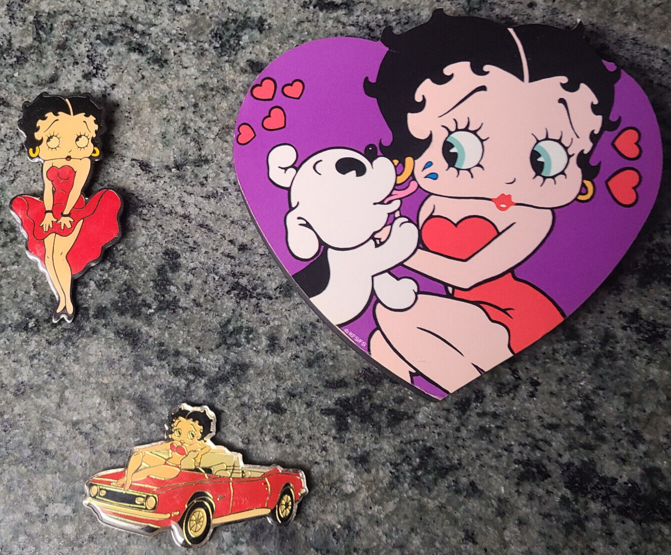 3 Vtg Betty Boop Magnet lot iconic Marilyn Monroe pose, pin up car, dog kisses 3 Vtg Betty Boop Magnet lot iconic Marilyn Monroe pose, pin up car, dog kisses