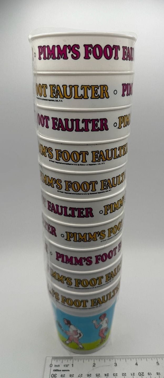Vintage Pimm\'s Foot Faulter Plastic Cups Set of 10 Vintage Pimm\'s Foot Faulter Plastic Cups Set of 10