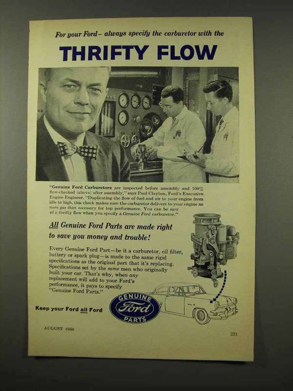 1956 Ford Parts Ad - Thrifty Flow 1956 Ford Parts Ad - Thrifty Flow