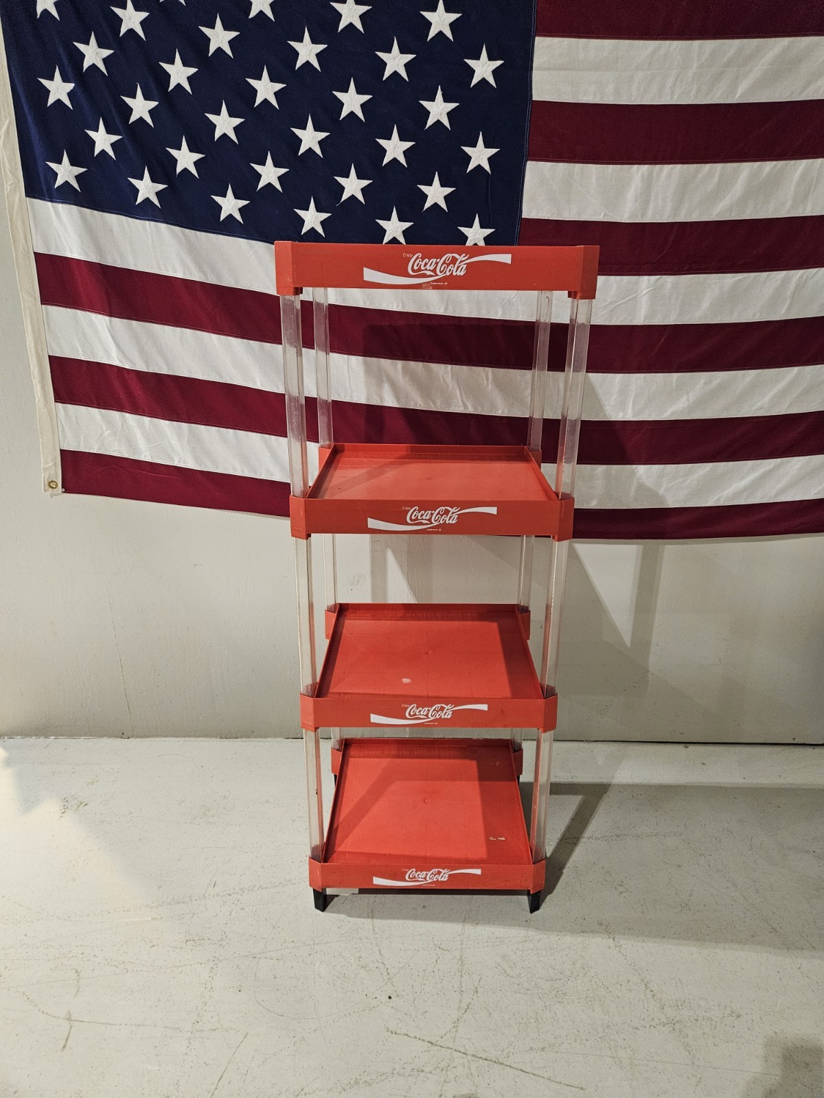 Vintage Coca-Cola Red Plastic 4 Tier Store Display Rack Shelf Soda Pop Man Cave Vintage Coca-Cola Red Plastic 4 Tier Store Display Rack Shelf Soda Pop Man Cave