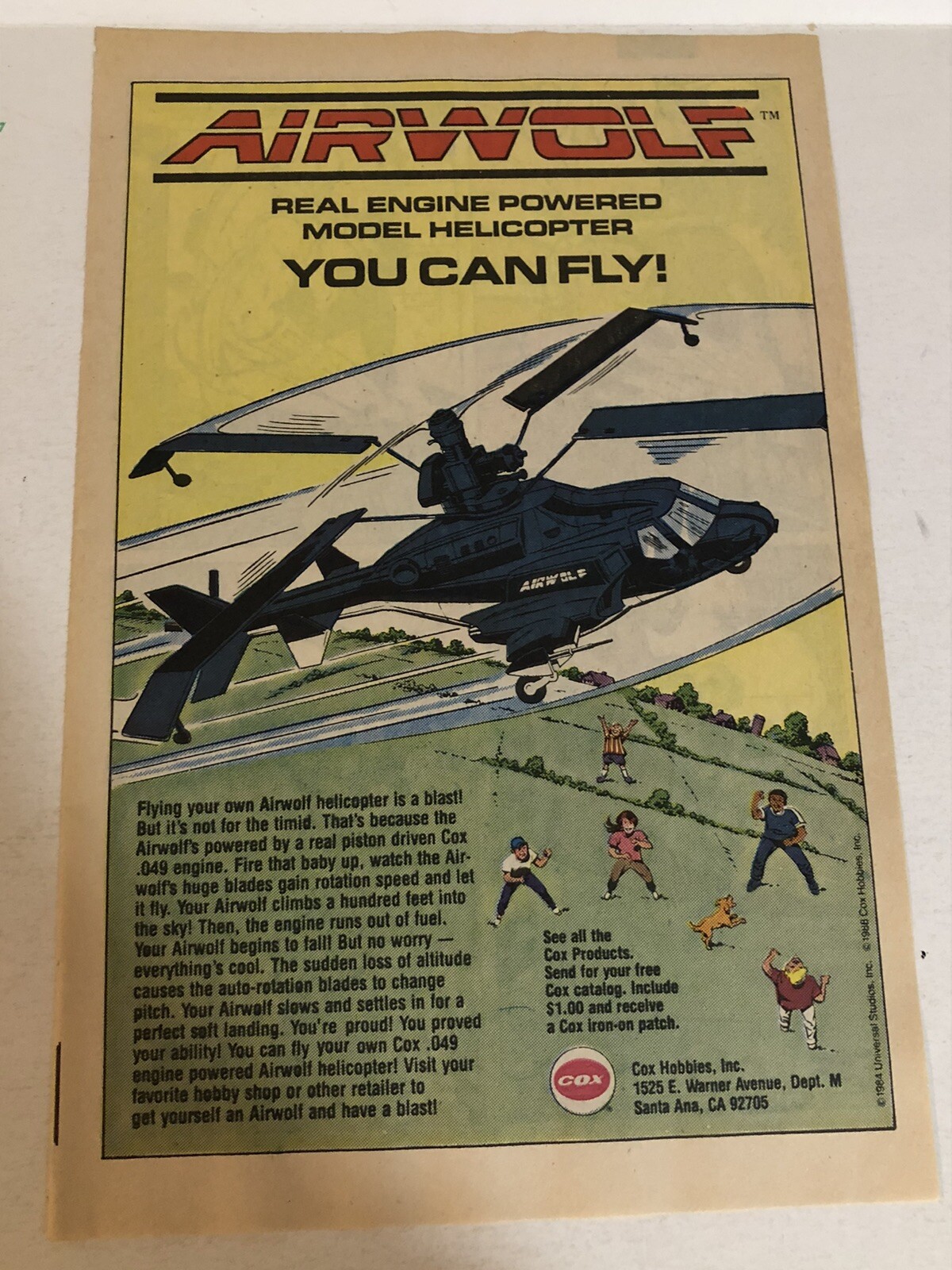 1984 Airwolf Helicopter Cox Hobbies Print Ad pa21 1984 Airwolf Helicopter Cox Hobbies Print Ad pa21