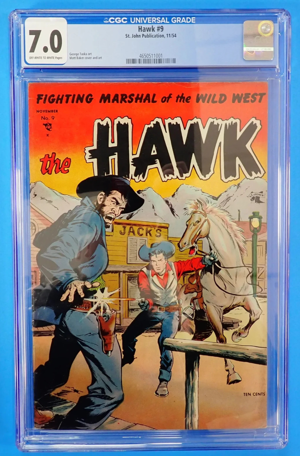 The Hawk #9 CGC 7.0 FN/VF Ziff Davis St. John 1954 George Tuska Matt Baker
