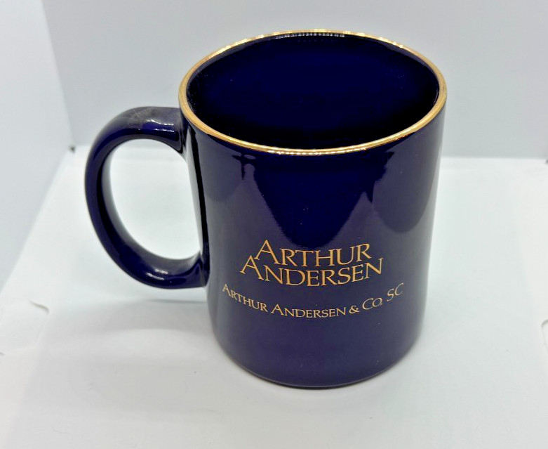 Vintage Arthur Andersen & Co SC Blue Gold Trim Coffee Mug Accountant CPA Vintage Arthur Andersen & Co SC Blue Gold Trim Coffee Mug Accountant CPA