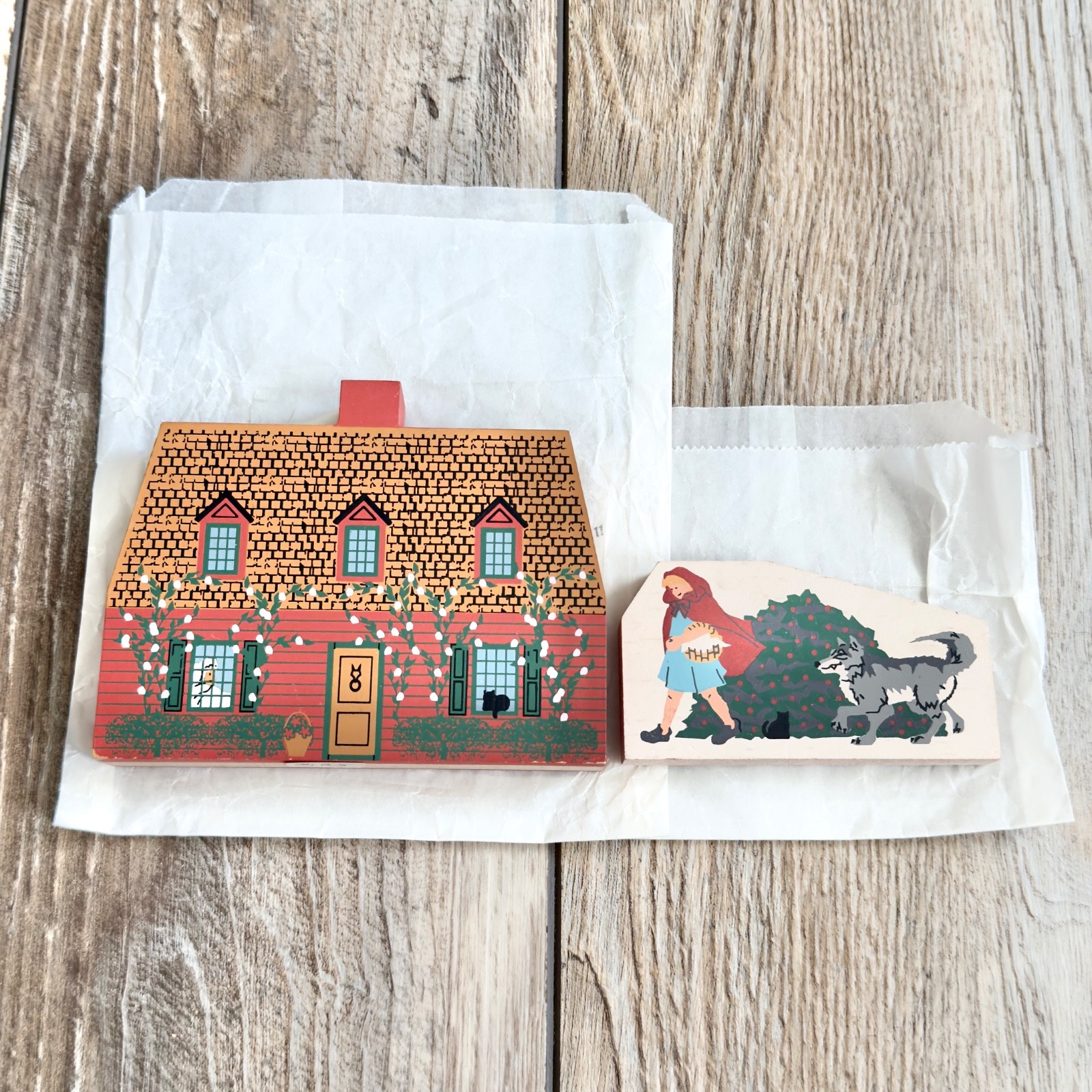 Vintage The Cats Meow Red Riding Hood & Grandmothers House Faline Shelf Sitters Vintage The Cats Meow Red Riding Hood & Grandmothers House Faline Shelf Sitters
