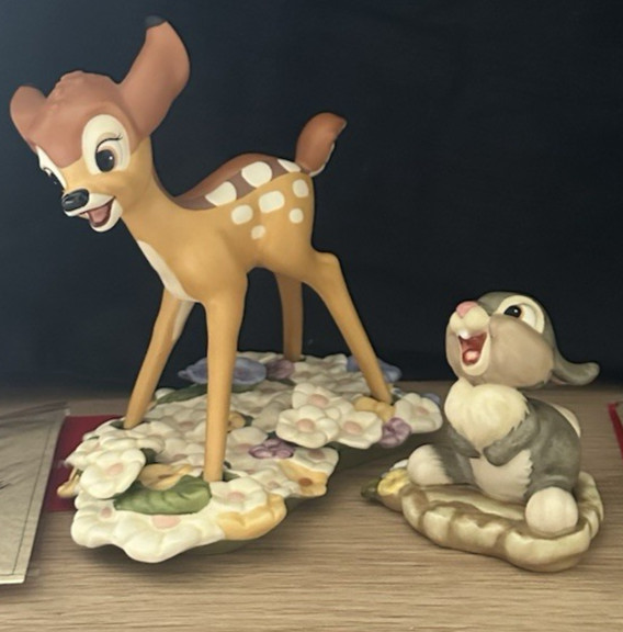 WDCC Bambi Purty Flower & Thumper Hee Hee Hee Both Mint in Box W/COA