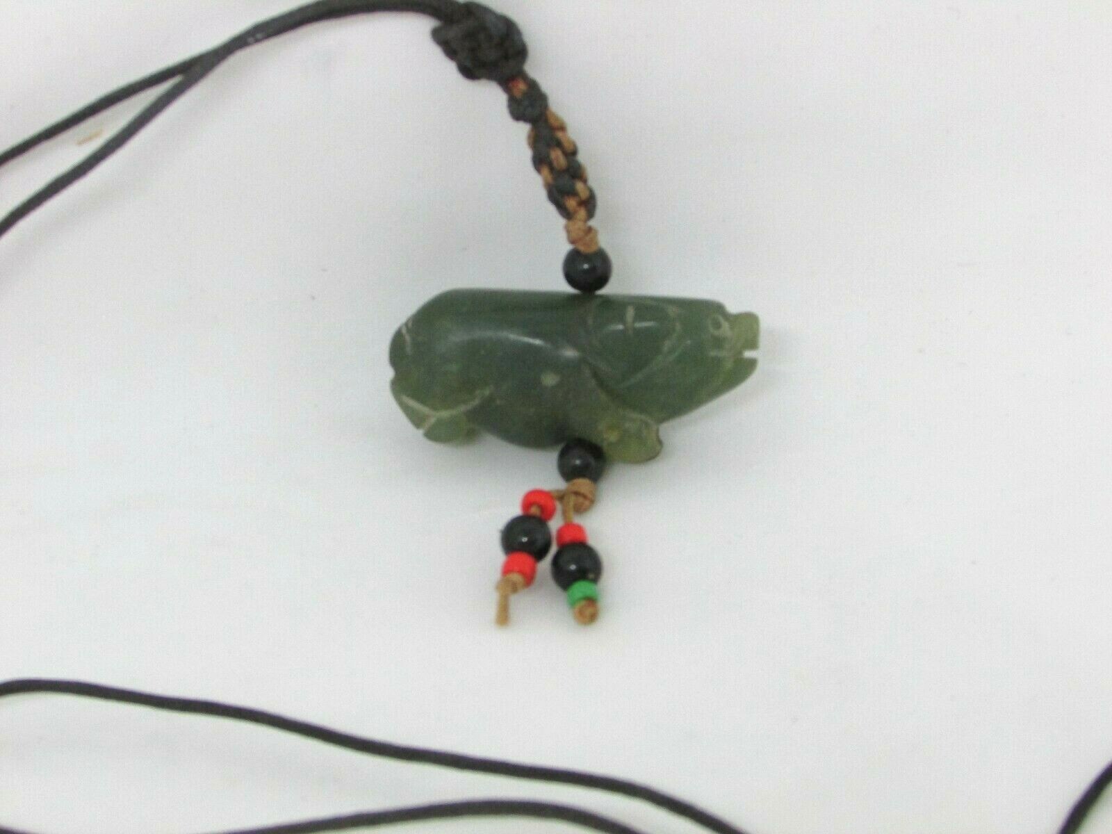 Vintage Burmese Jadeite Pig Pendant Necklace