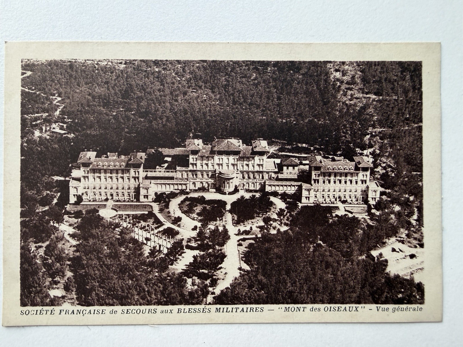 Antique France Postcard Mont des Oiseaux Hyeres Aerial View Military Hospital Antique France Postcard Mont des Oiseaux Hyeres Aerial View Military Hospital