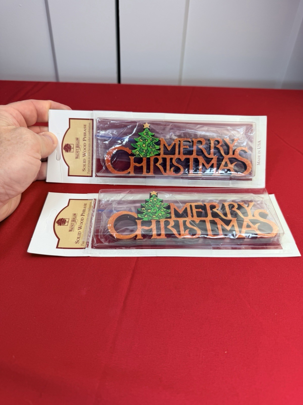Lot 2 Vtg Walnut Hollow Merry Christmas Wood Sign NOS Holiday Decor Plaque Lot 2 Vtg Walnut Hollow Merry Christmas Wood Sign NOS Holiday Decor Plaque